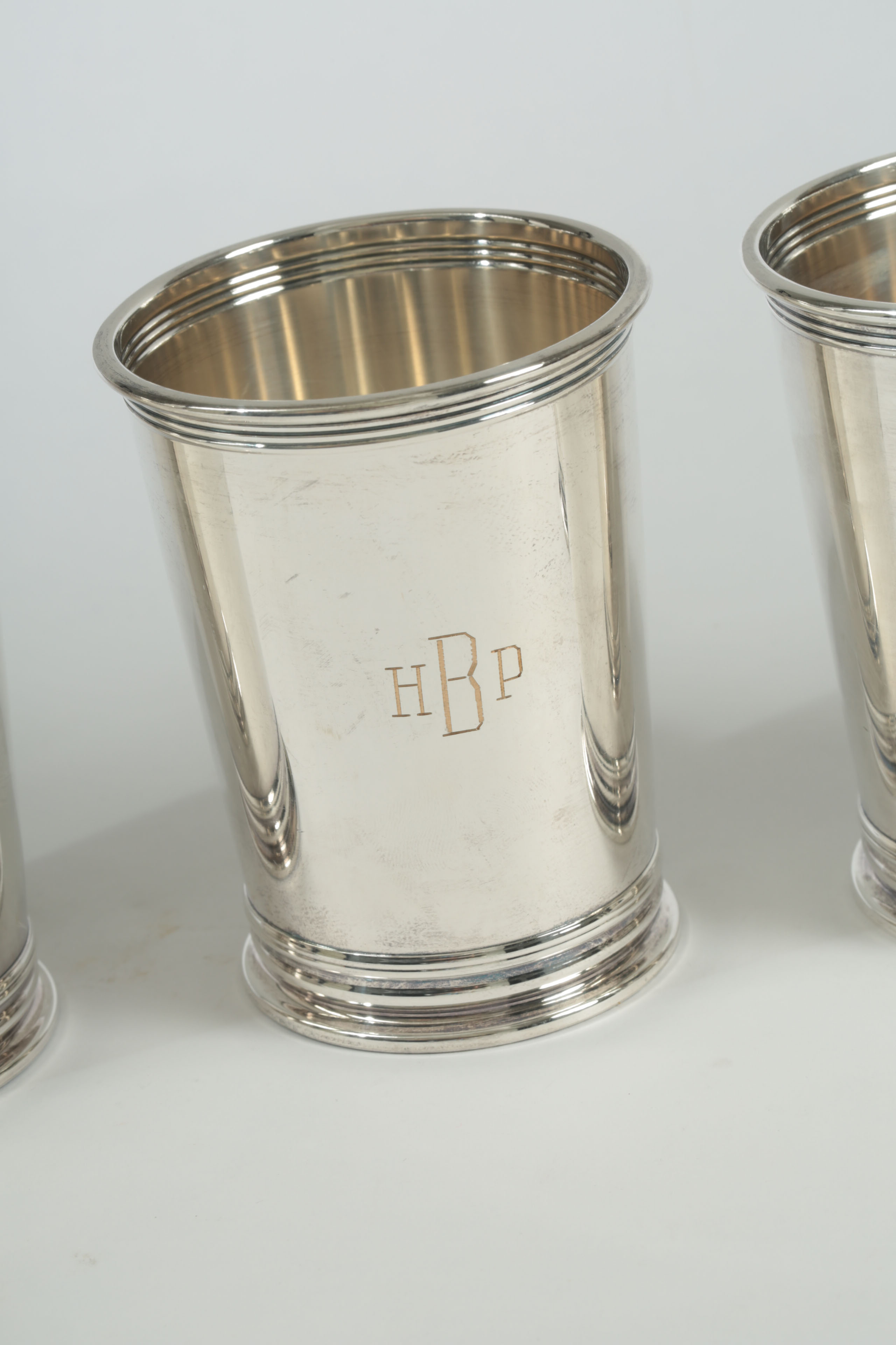 Set of Monogrammed Silver Plated Cups