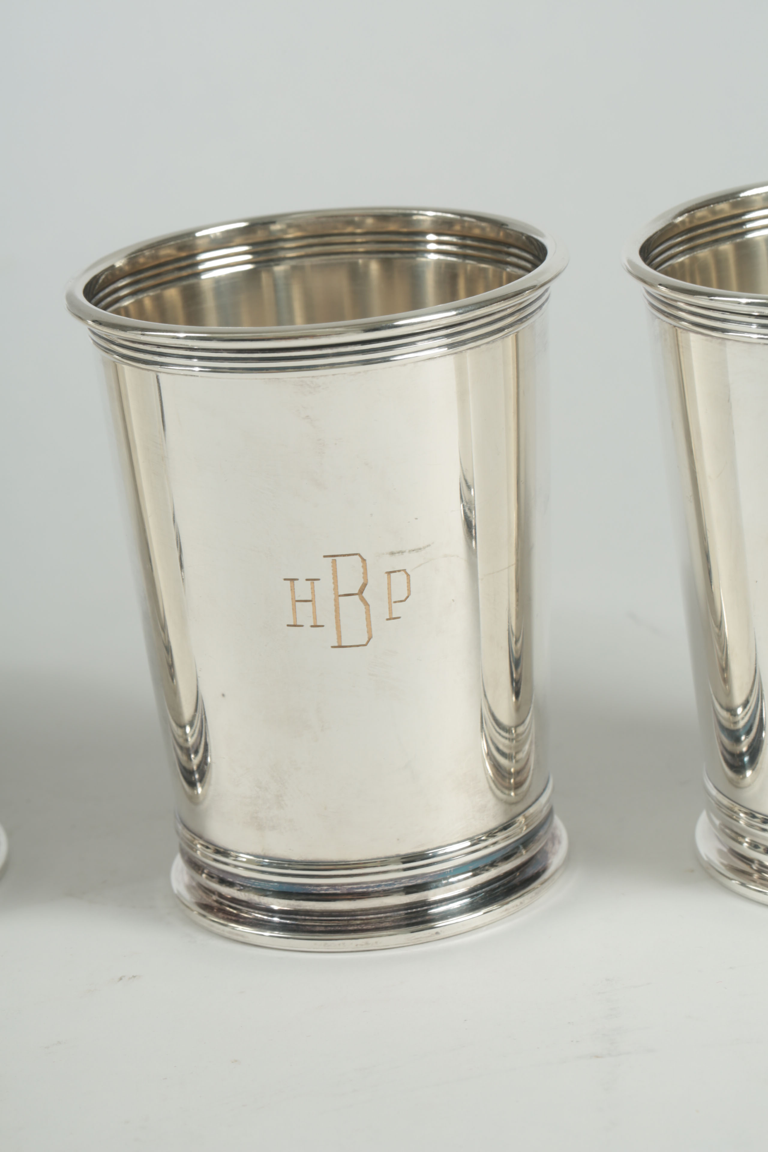 Set of Monogrammed Silver Plated Cups