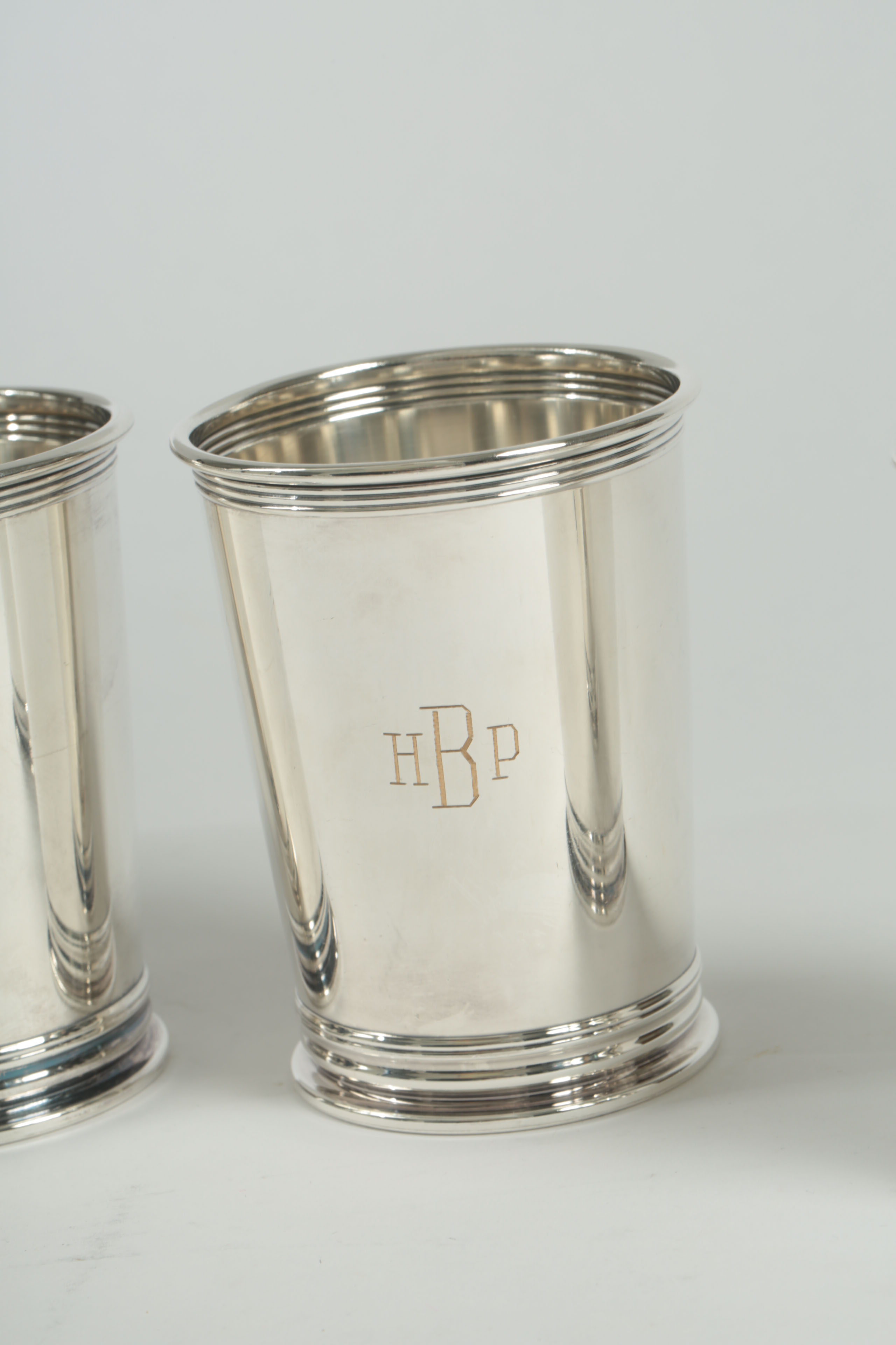 Set of Monogrammed Silver Plated Cups