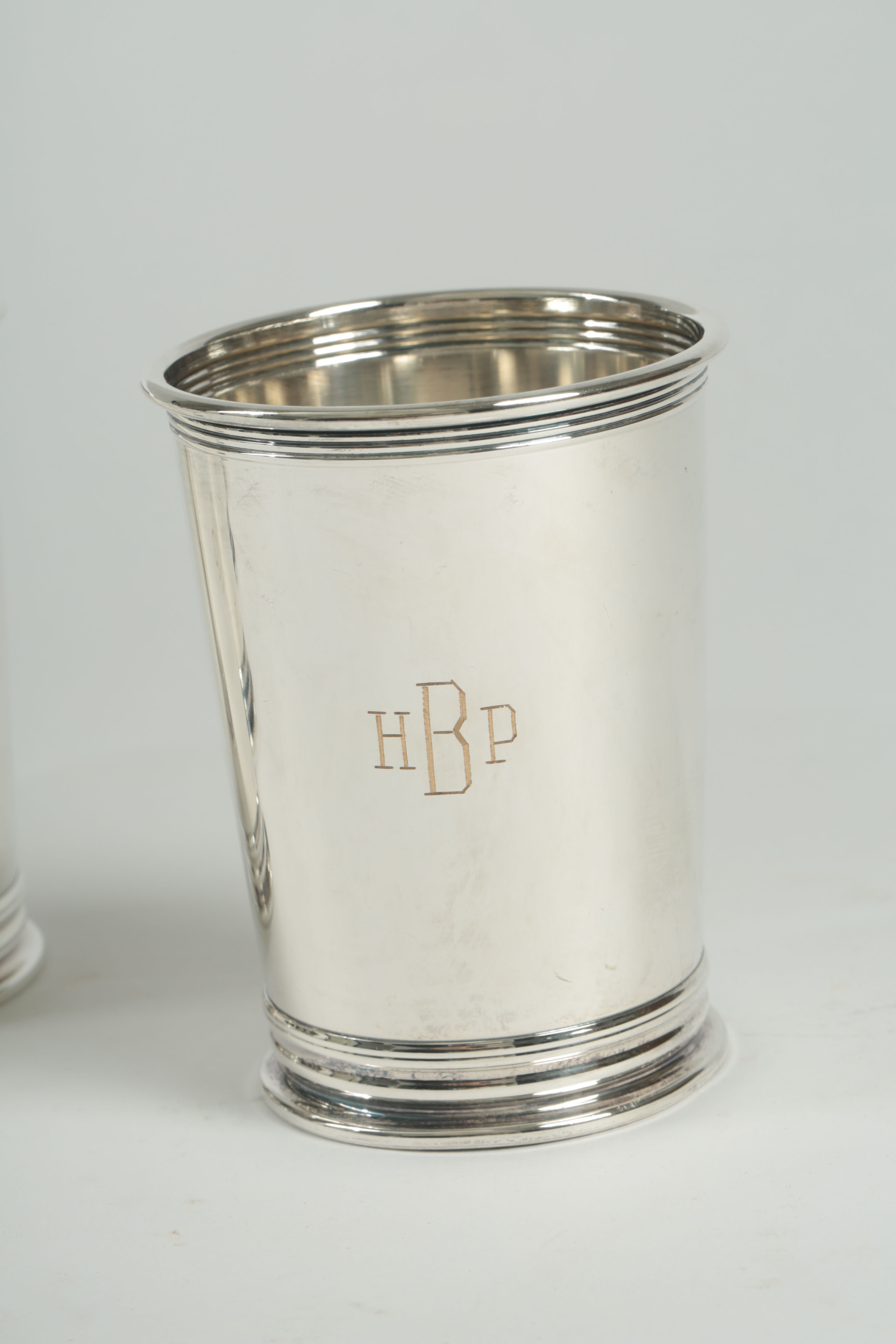 Set of Monogrammed Silver Plated Cups