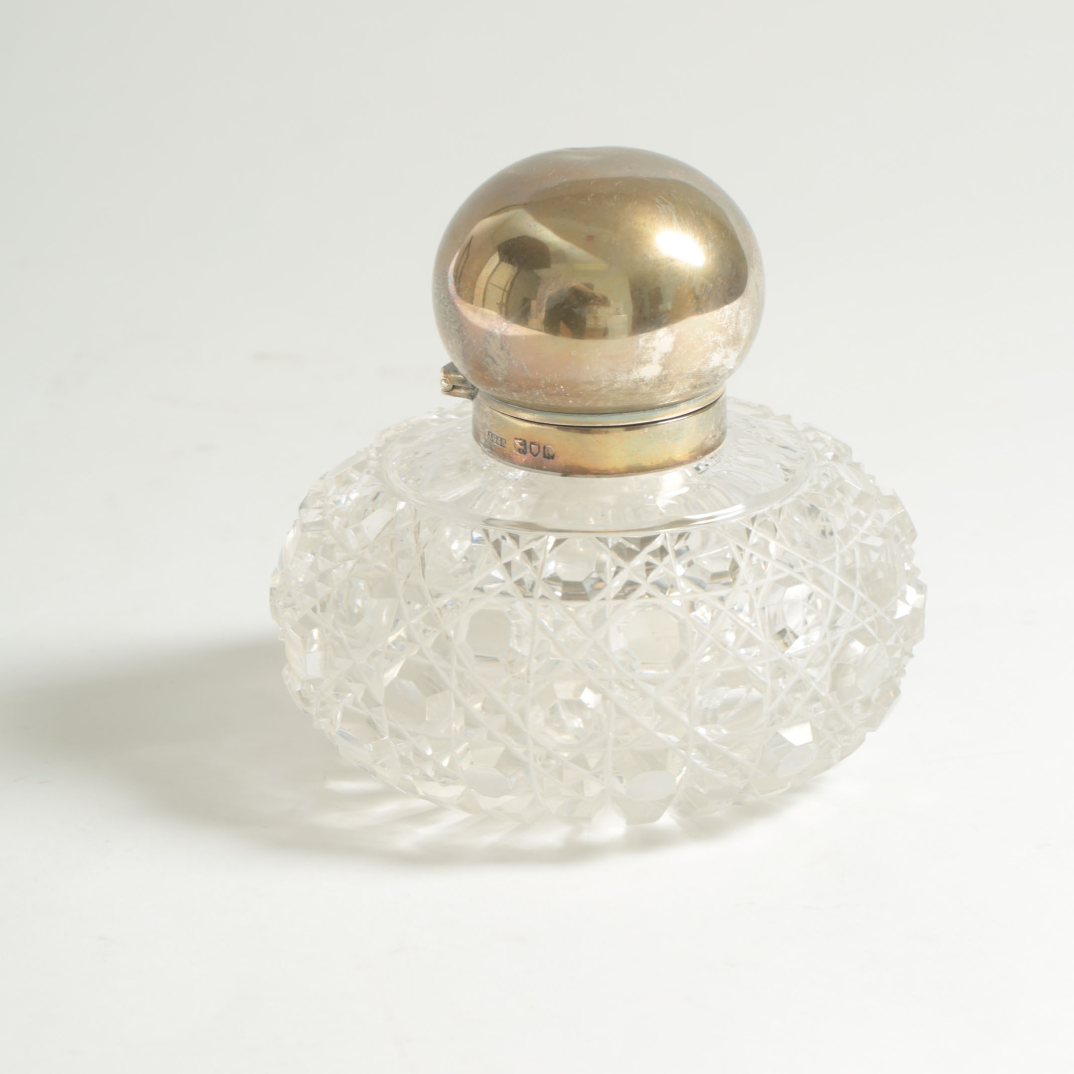 Antique John Grinsell & Sons Cut Glass and Sterling Inkwell