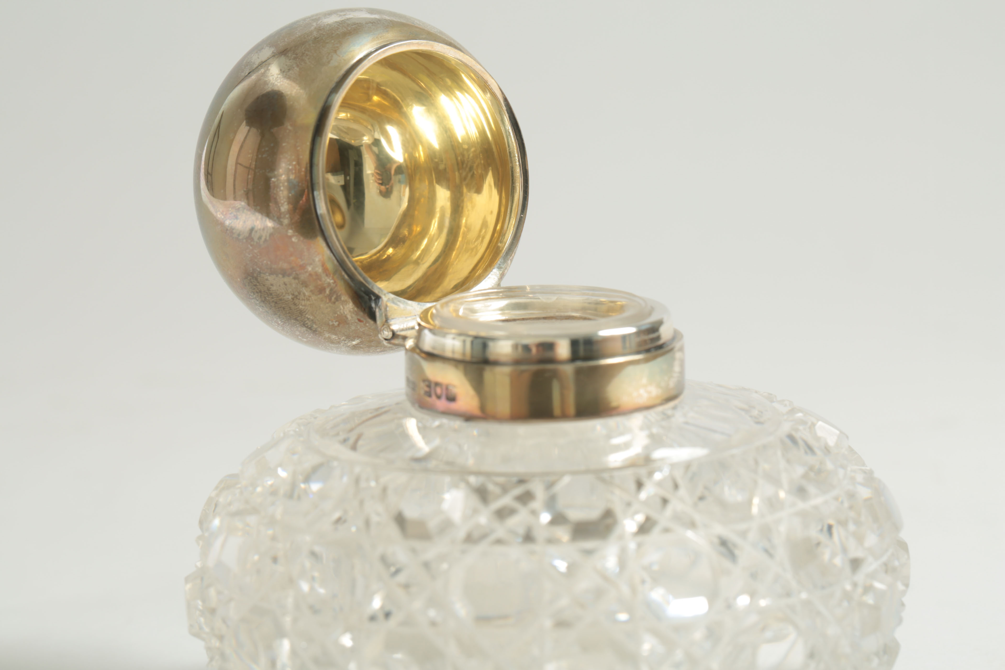 Antique John Grinsell & Sons Cut Glass and Sterling Inkwell