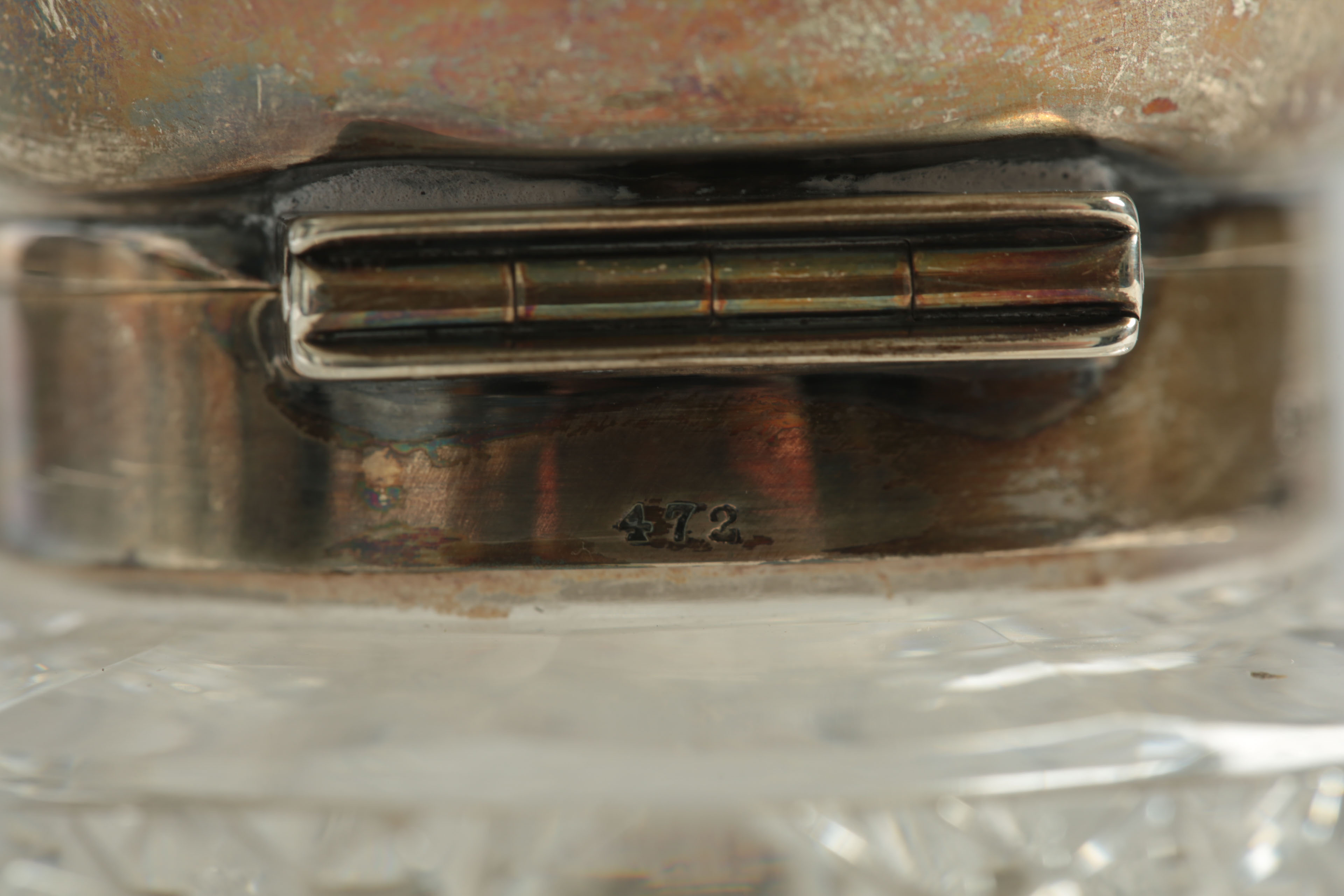 Antique John Grinsell & Sons Cut Glass and Sterling Inkwell