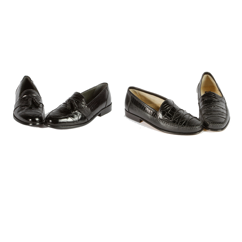 Two Pairs of Stacey Adams Snakeskin Loafers