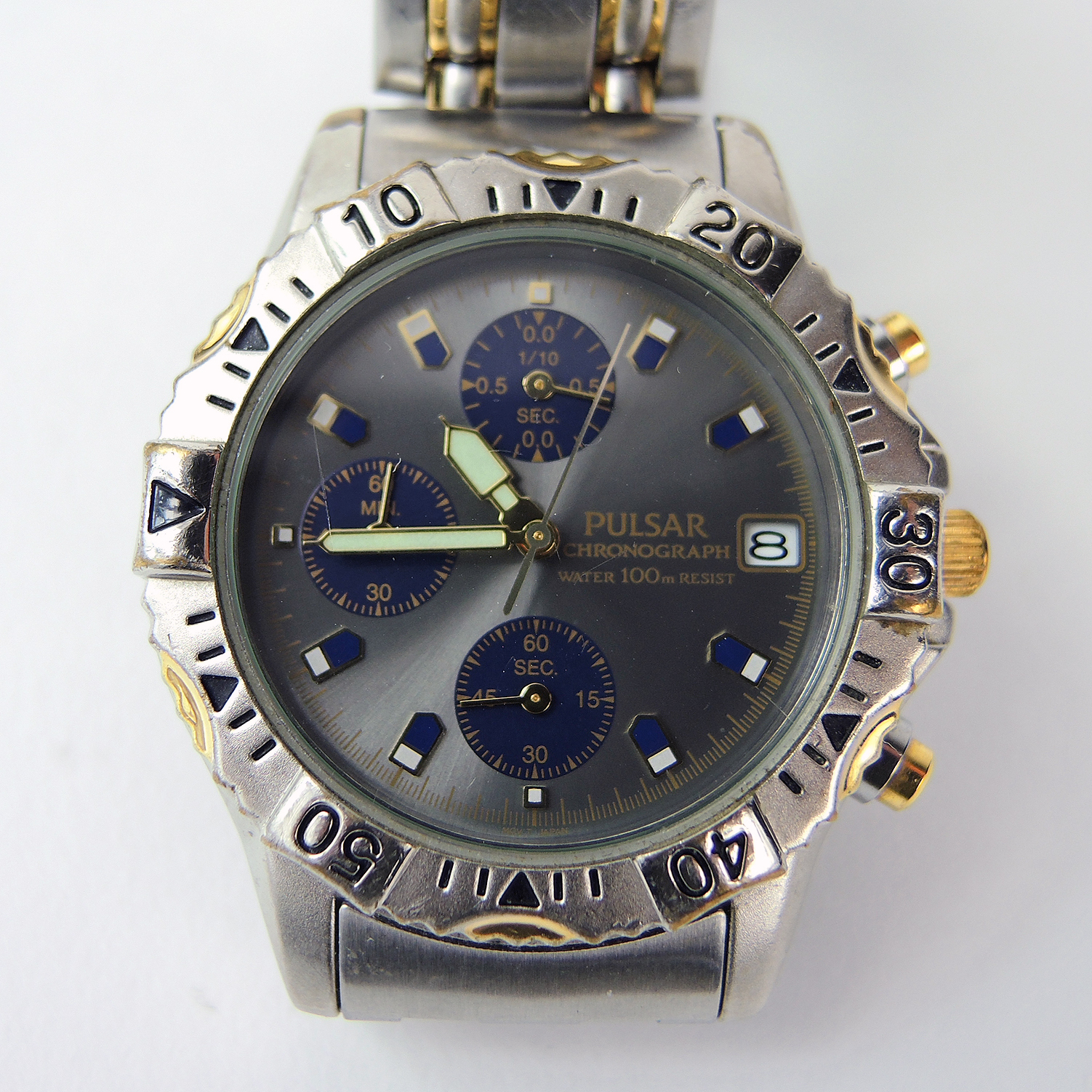 Pulsar Chronograph Date 100m Stainless Steel Watch