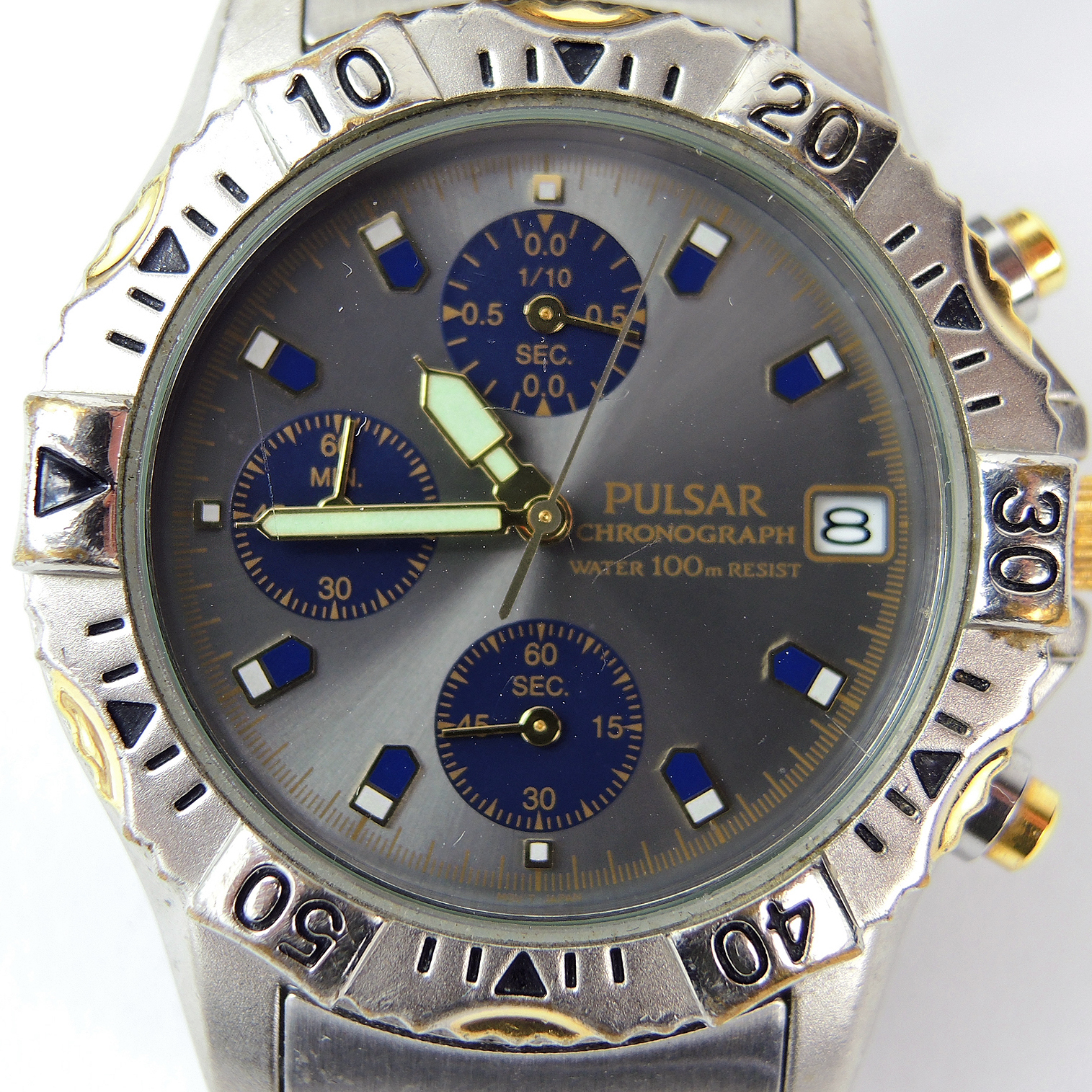 Pulsar Chronograph Date 100m Stainless Steel Watch