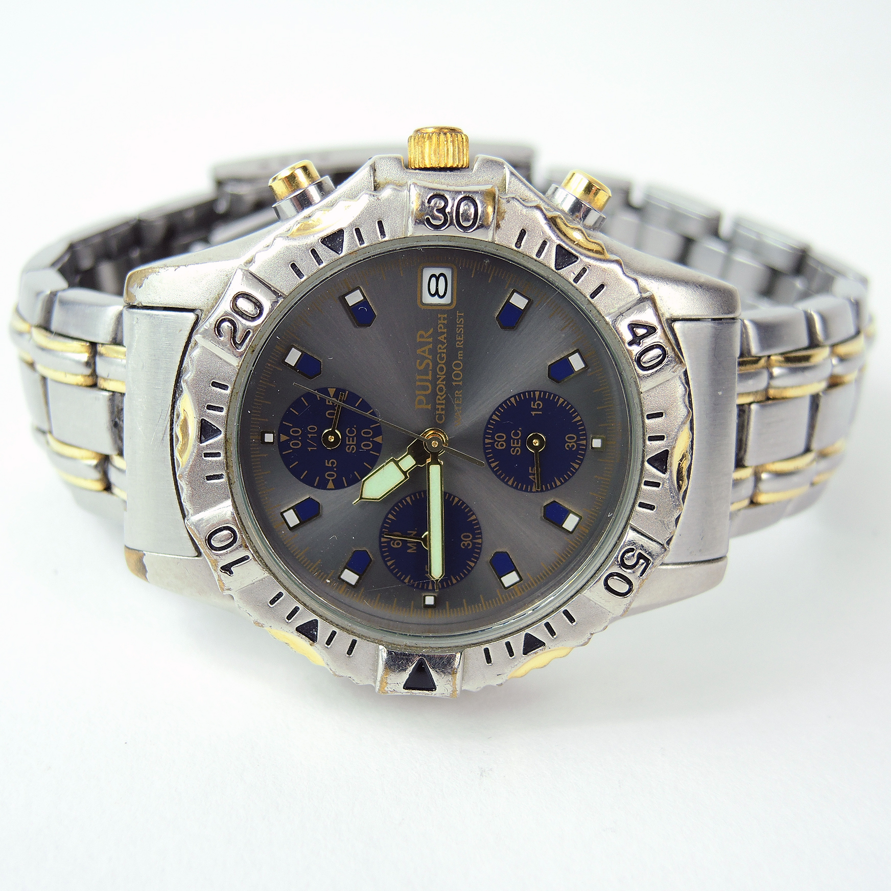 Pulsar Chronograph Date 100m Stainless Steel Watch