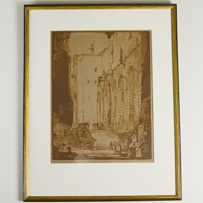 Richard F. Voell Etching of Palace of the Popes