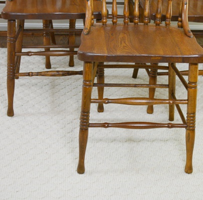 Six Vintage Carved Oak Dining Chairs