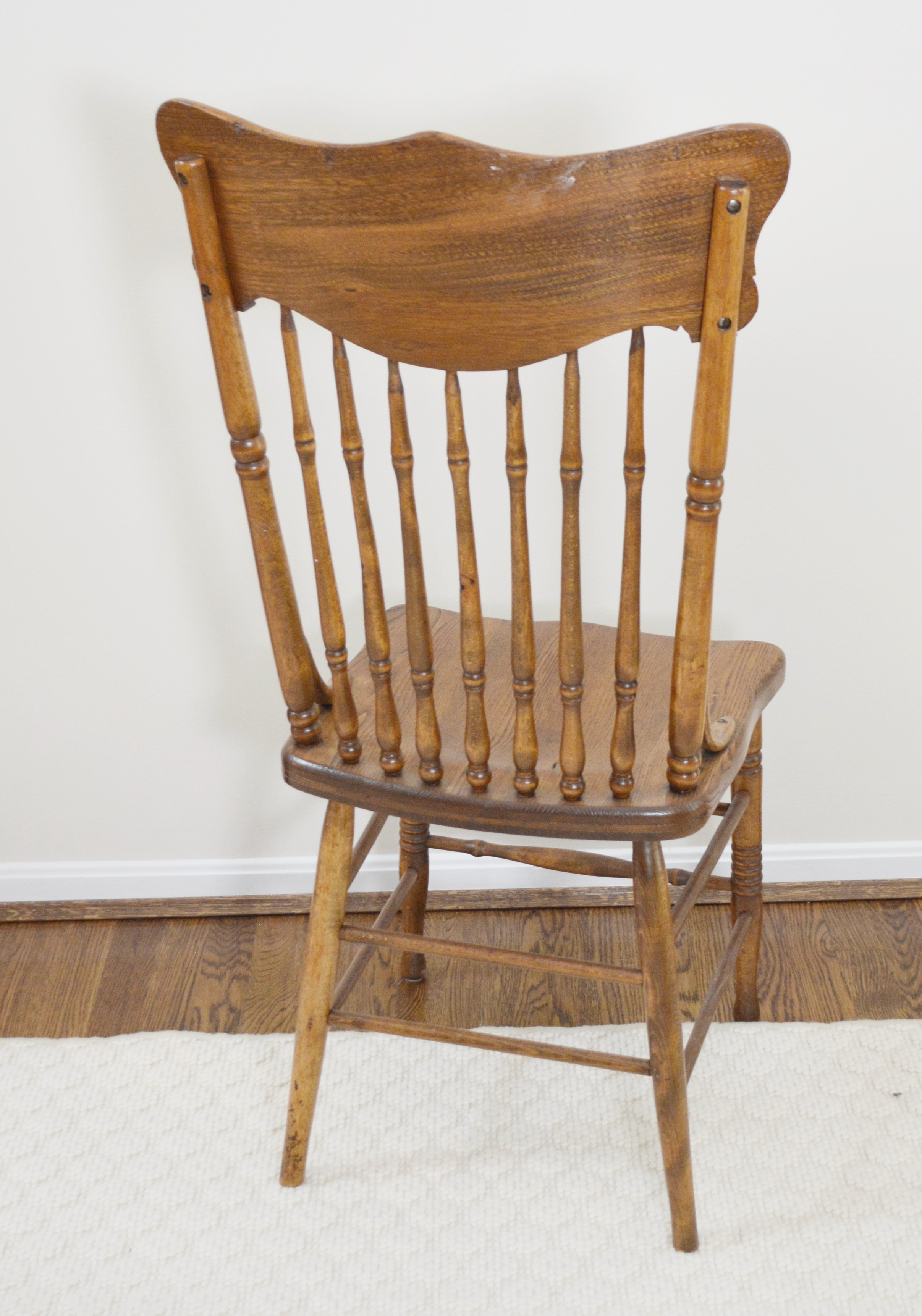 Six Vintage Carved Oak Dining Chairs