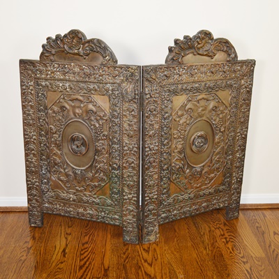 Victorian Bronze Relief Fireplace Screen