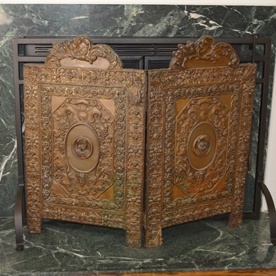 Victorian Bronze Relief Fireplace Screen