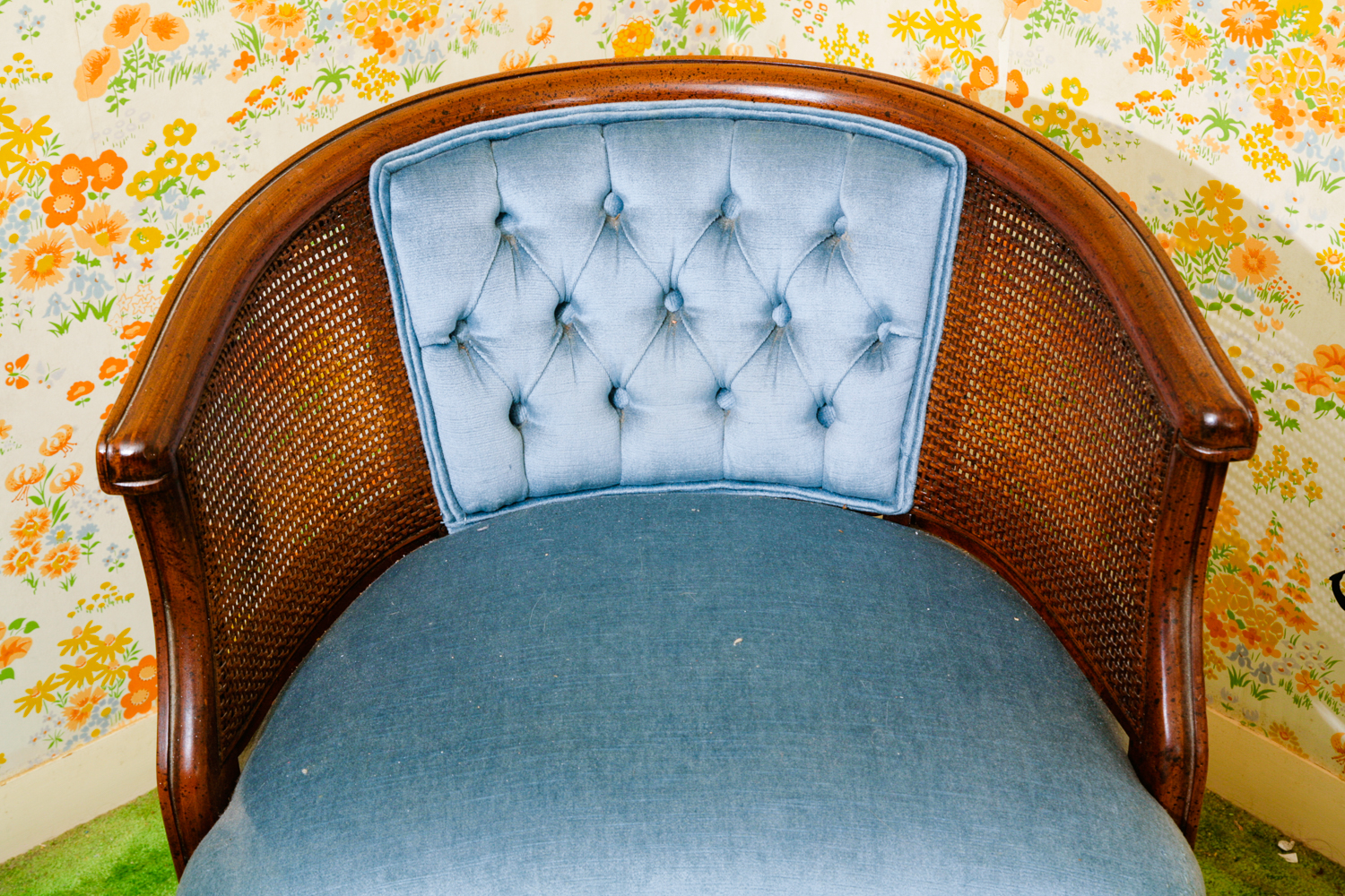 Regency Style Caned Barrel Back Chair