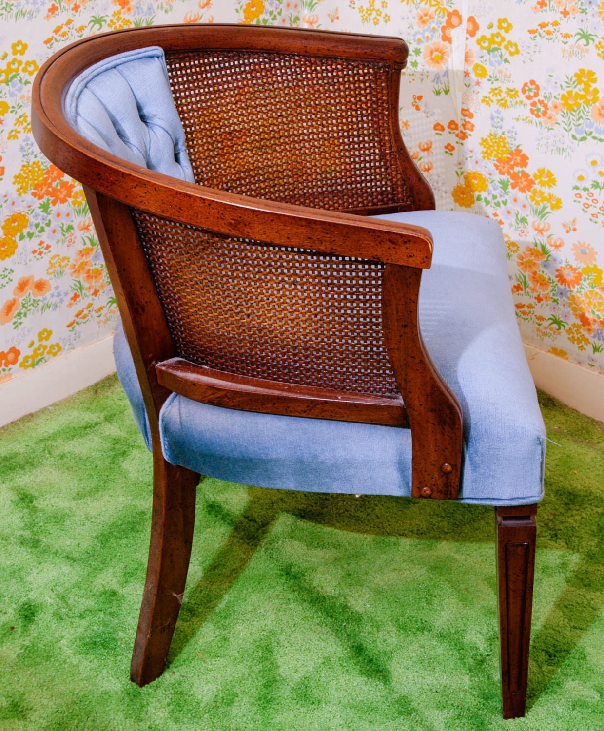 Regency Style Caned Barrel Back Chair