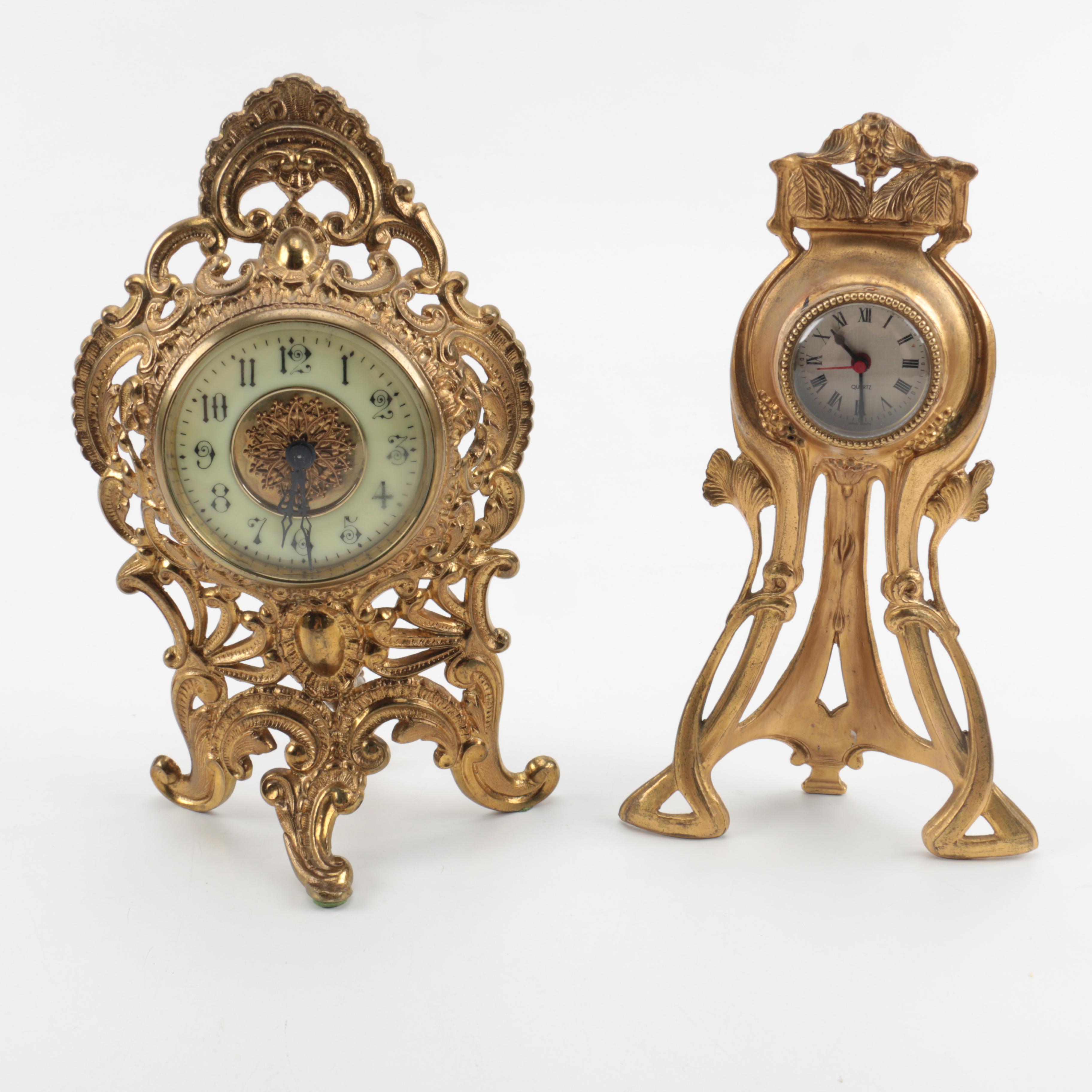 Rococo Style and Art Nouveau Style Mantel Clocks