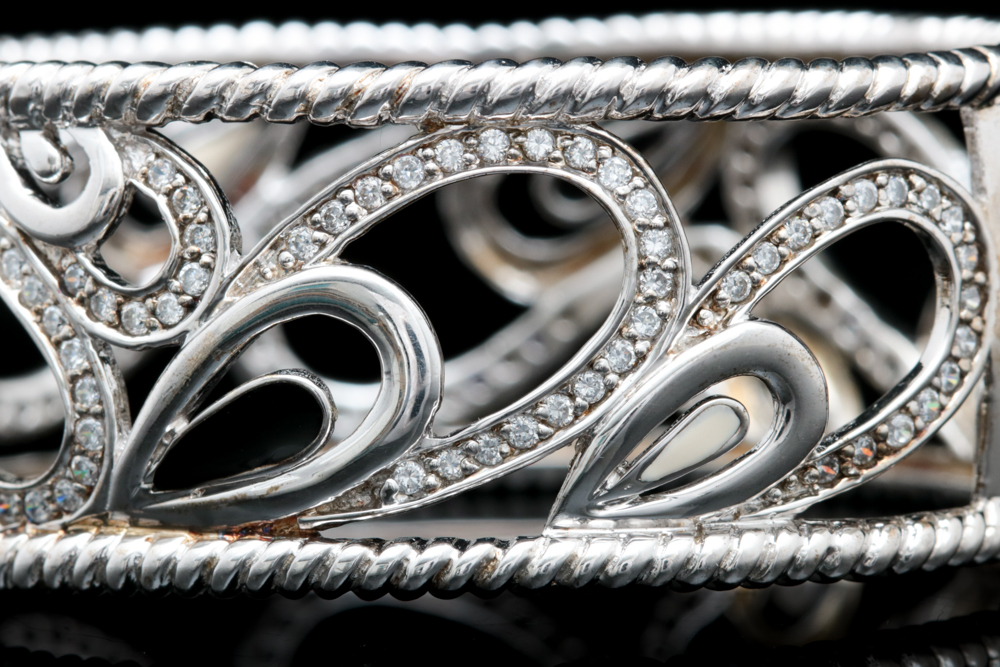 Andrew Hamilton Crawford Sterling Silver Cubic Zirconia and Enameled Bracelet