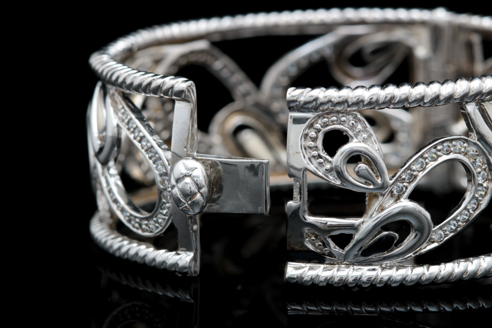 Andrew Hamilton Crawford Sterling Silver Cubic Zirconia and Enameled Bracelet