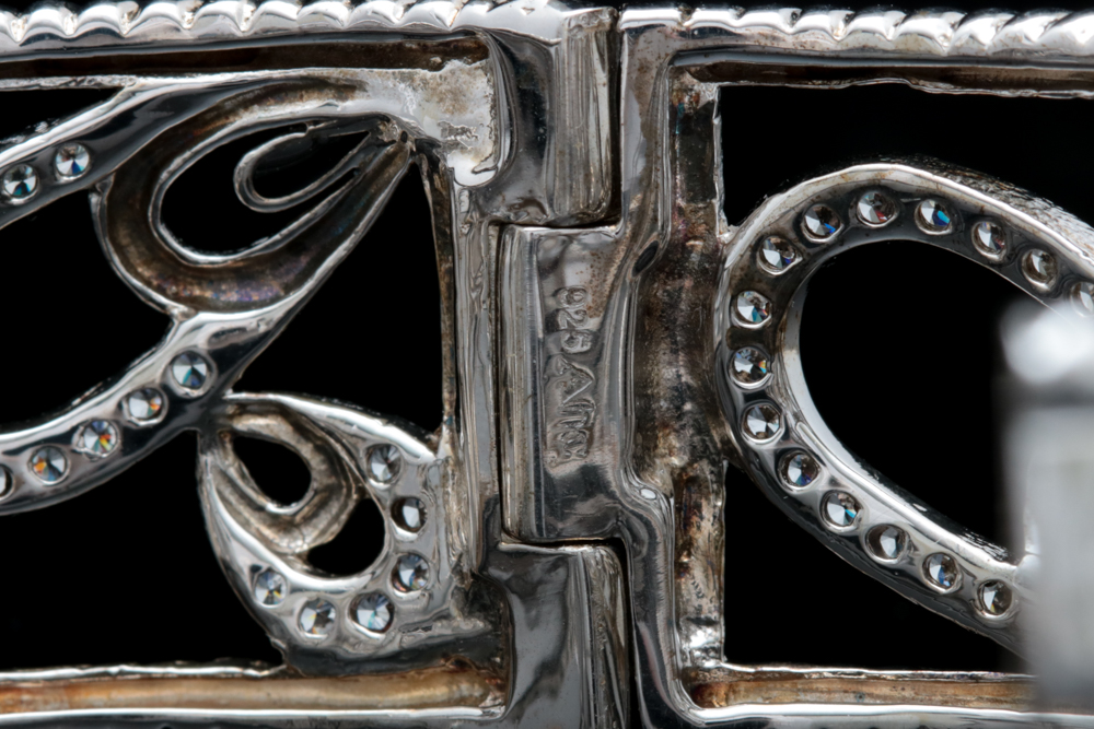 Andrew Hamilton Crawford Sterling Silver Cubic Zirconia and Enameled Bracelet