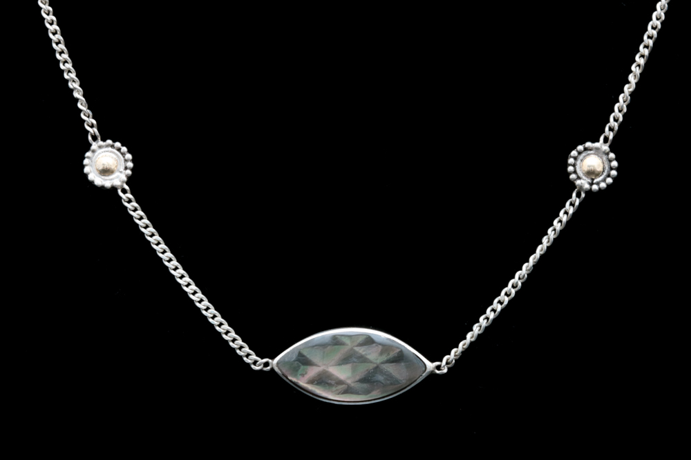 Robert Manse Sterling Silver and 18K Yellow Gold Shell Necklace