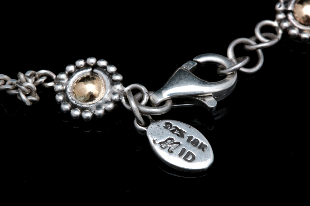 Robert Manse Sterling Silver and 18K Yellow Gold Shell Necklace