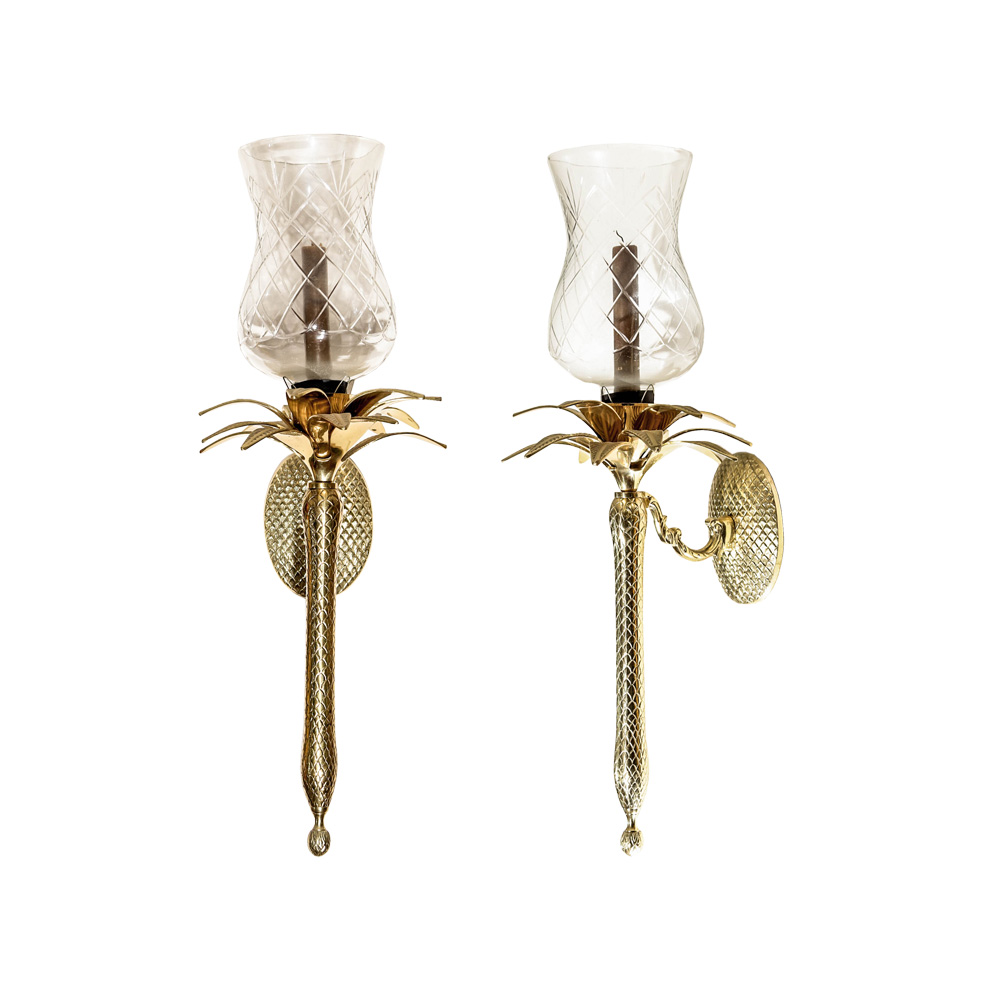 Two Matching Brass Wall Sconces