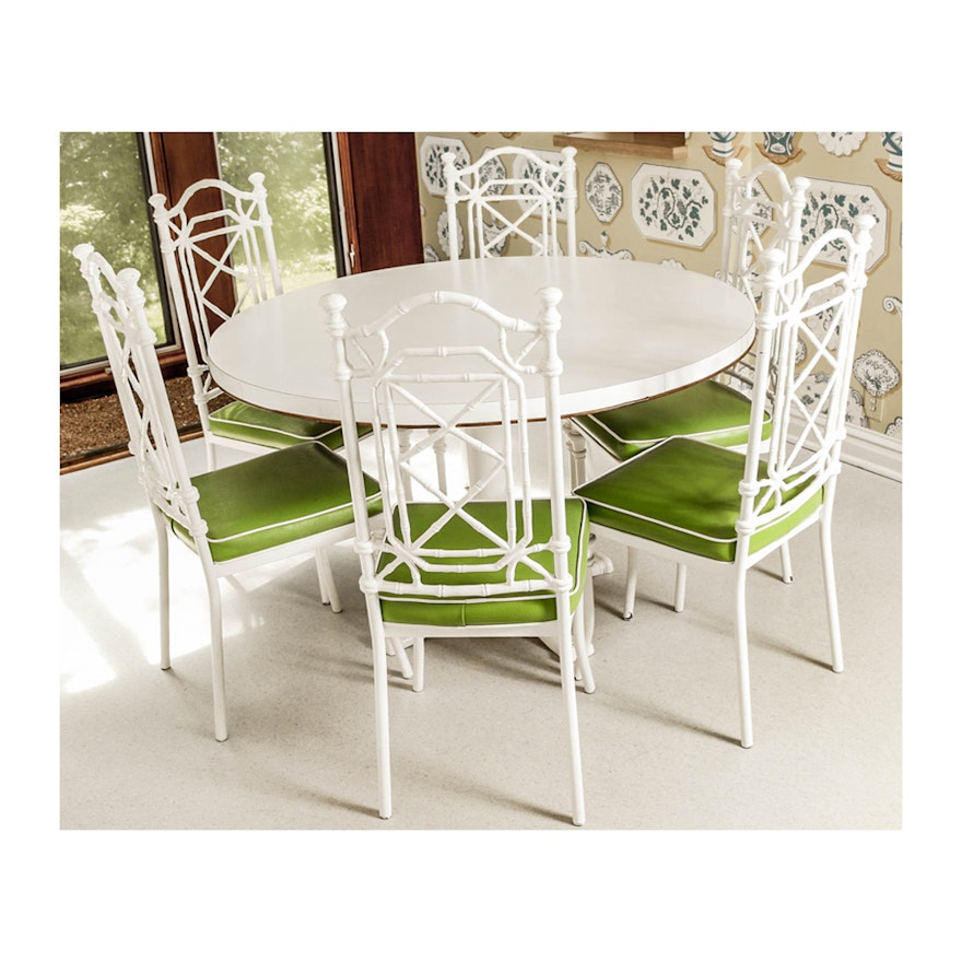 Vintage Kessler Industries White Bamboo Style Table and Chairs