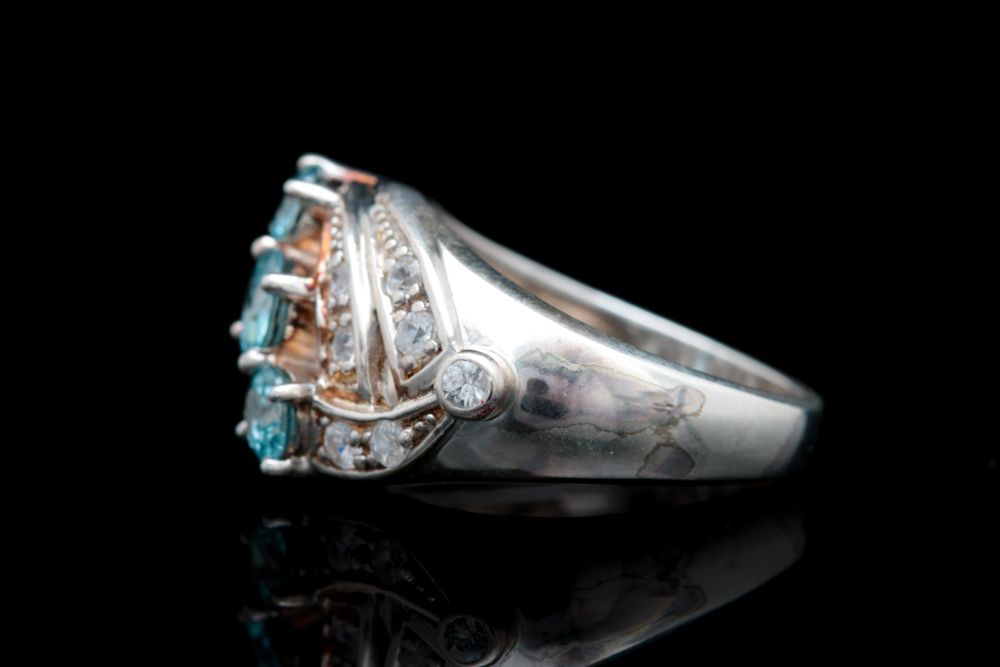 Sterling Silver Blue and White Zircon Ring