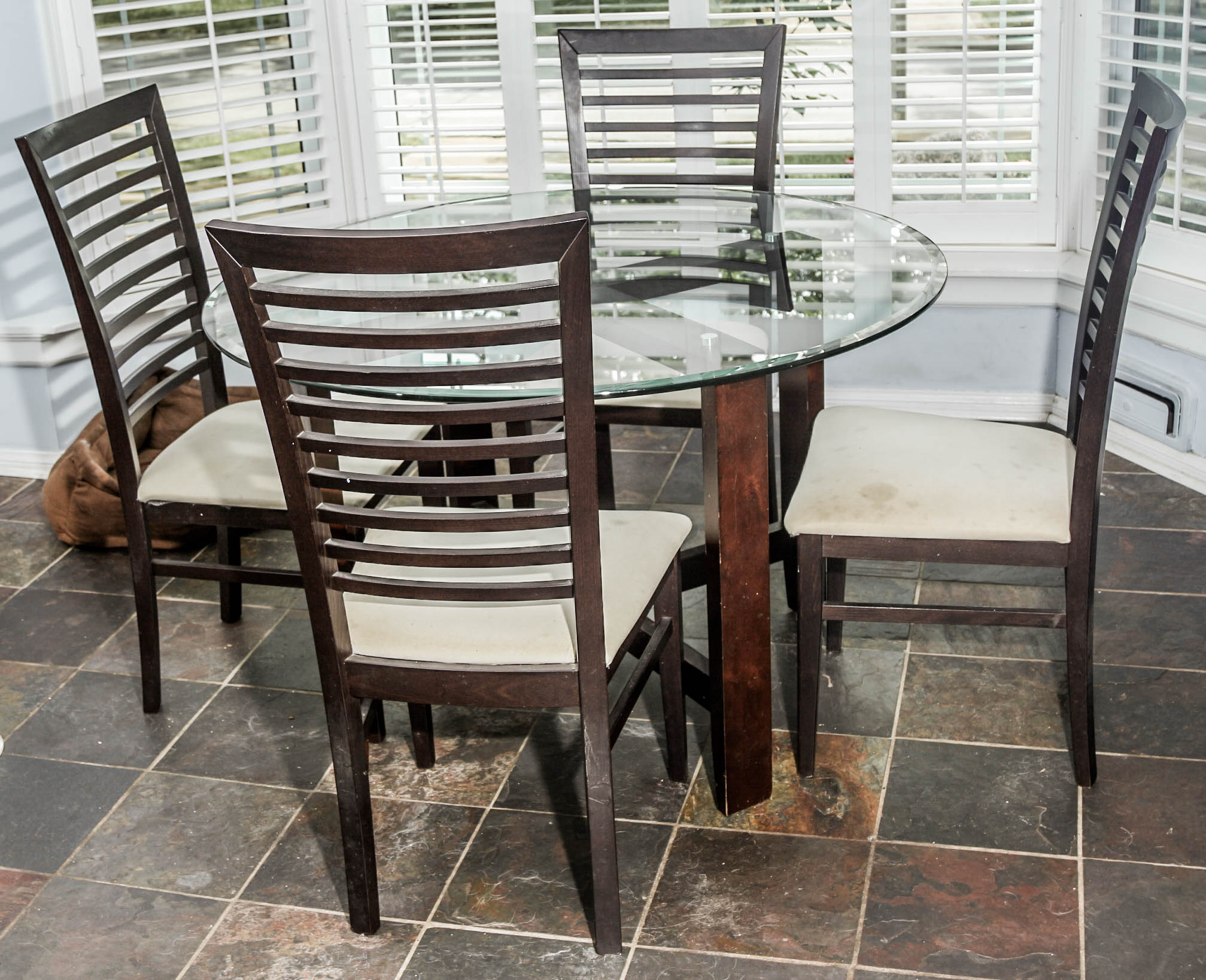 Contemporary Glass Top Table with Chairs