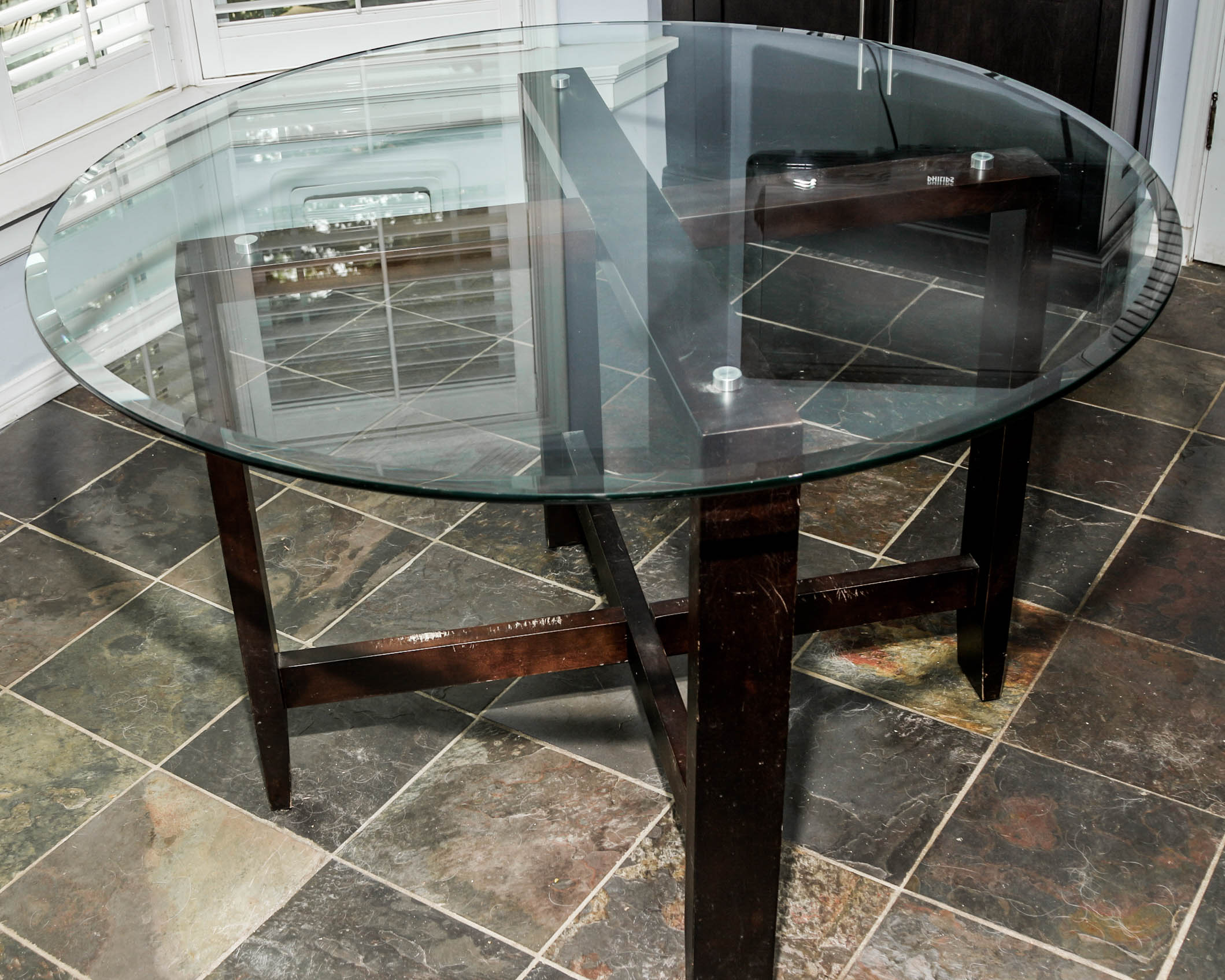 Contemporary Glass Top Table with Chairs
