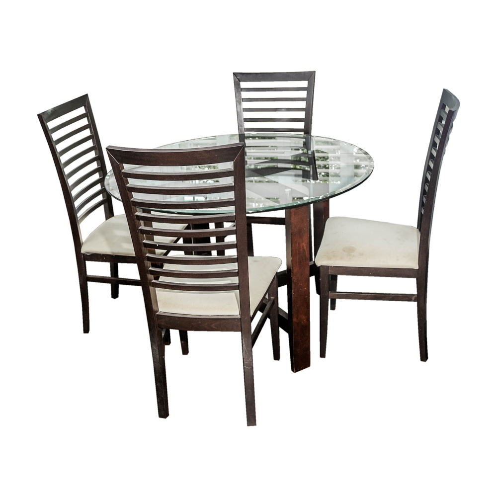 Contemporary Glass Top Table with Chairs