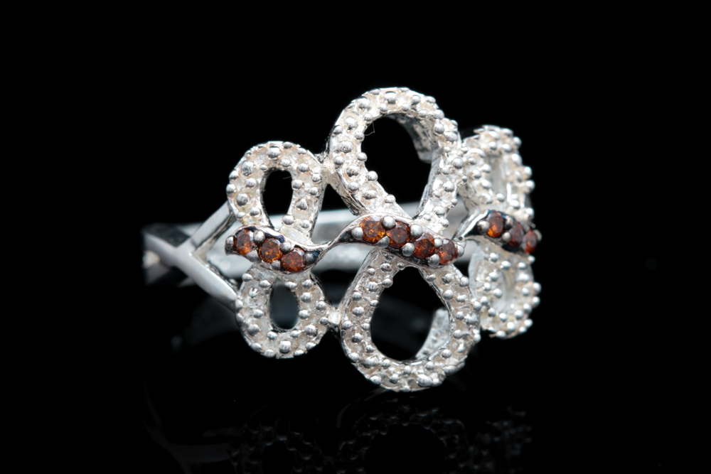 Sterling Silver Treated Diamond Ring