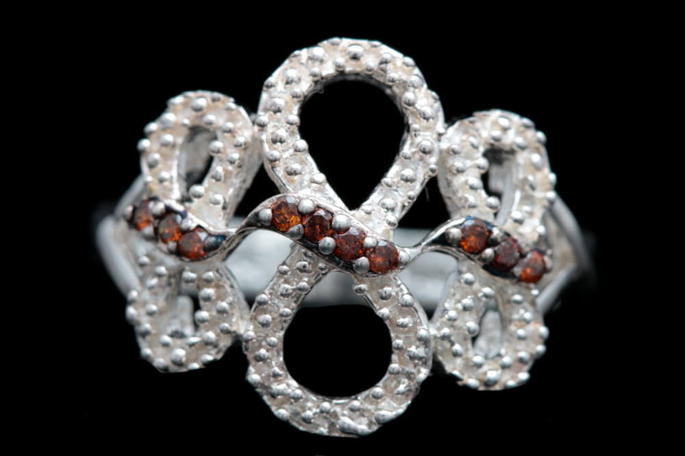 Sterling Silver Treated Diamond Ring