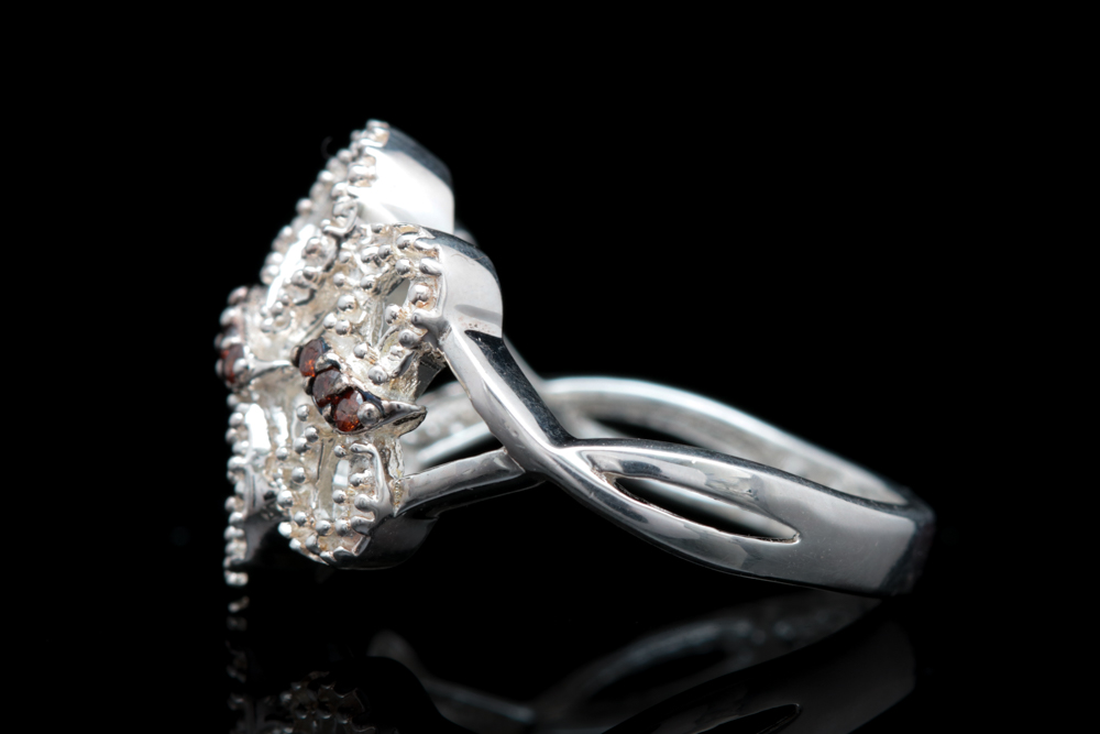 Sterling Silver Treated Diamond Ring