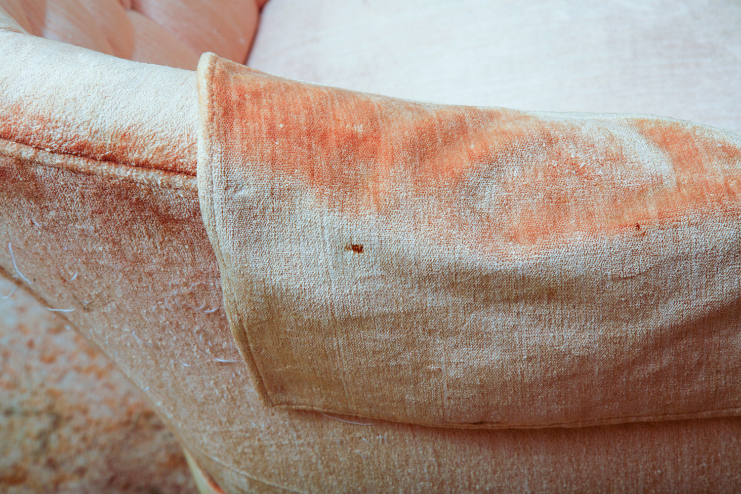 Vintage Orange Velour Louis XV Style Barrel Chair