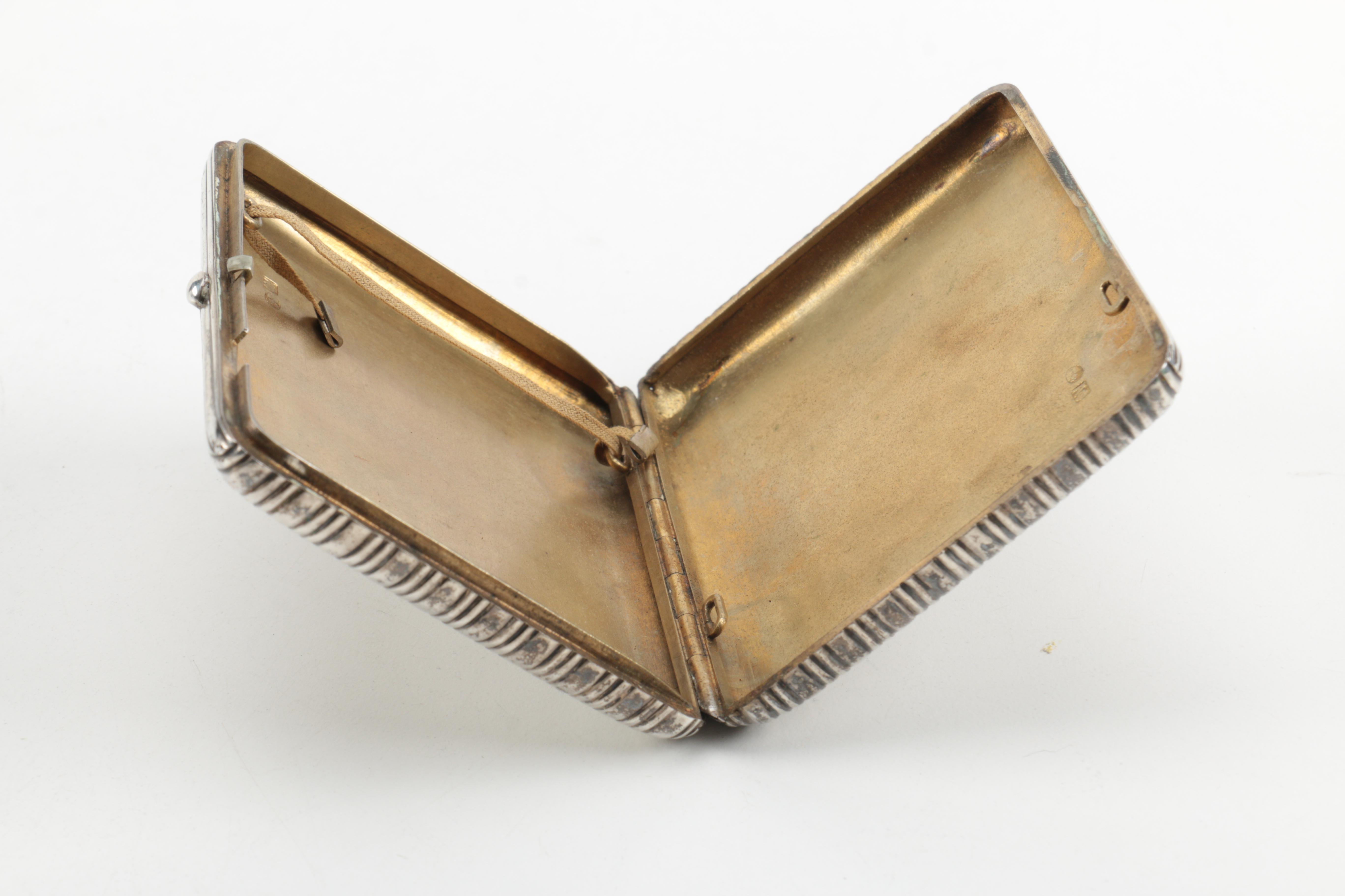 Antique Aleksandr Fuld Russian Silver Cigarette Case and Mirrored Compact