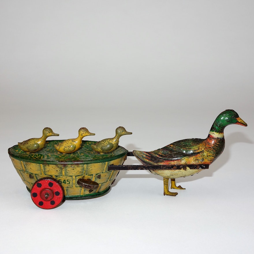 Antique Quack-Quack Paak-Paak Wind-Up Tin Toy By Lehmann