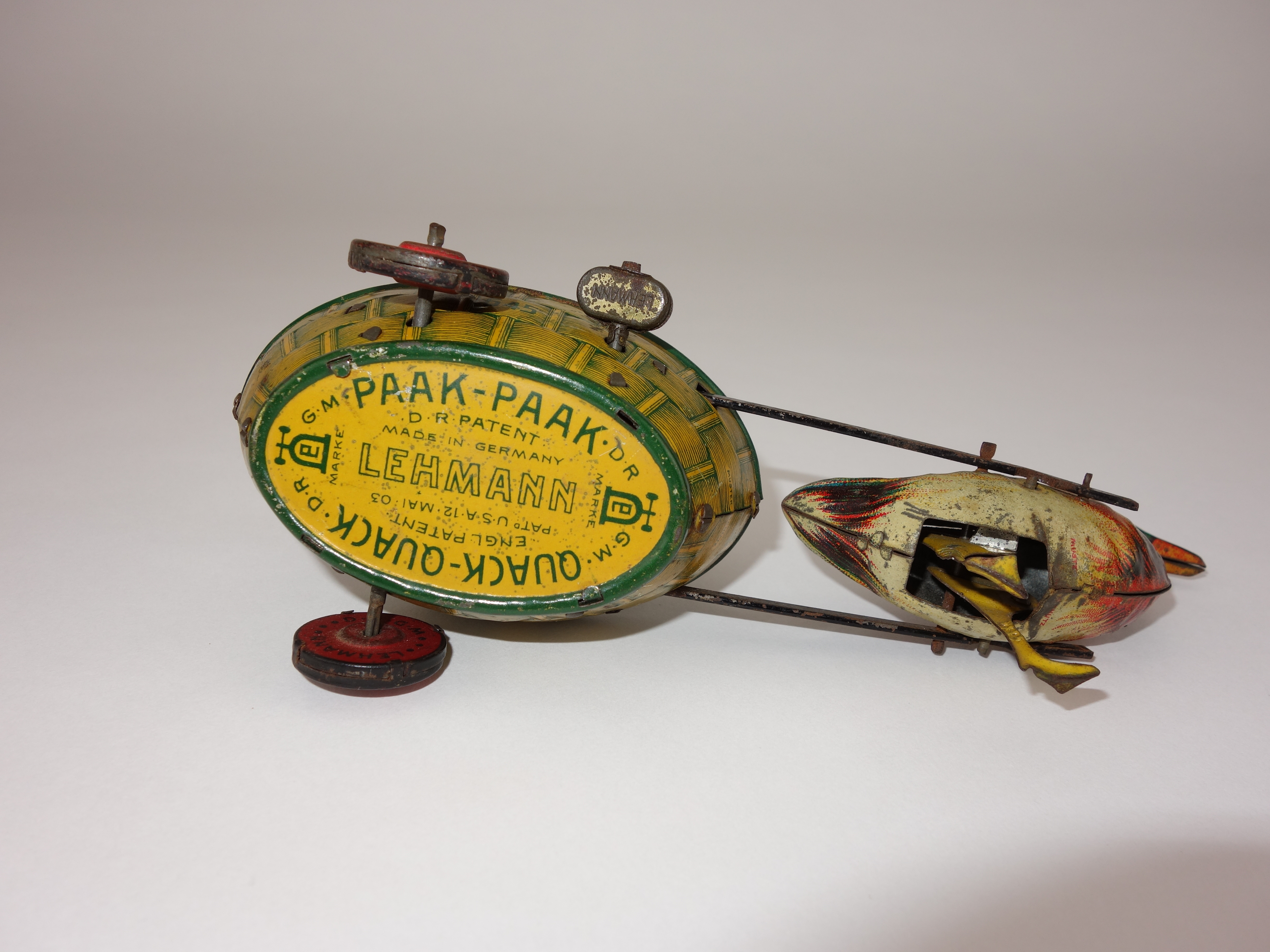 Antique Quack-Quack Paak-Paak Wind-Up Tin Toy By Lehmann