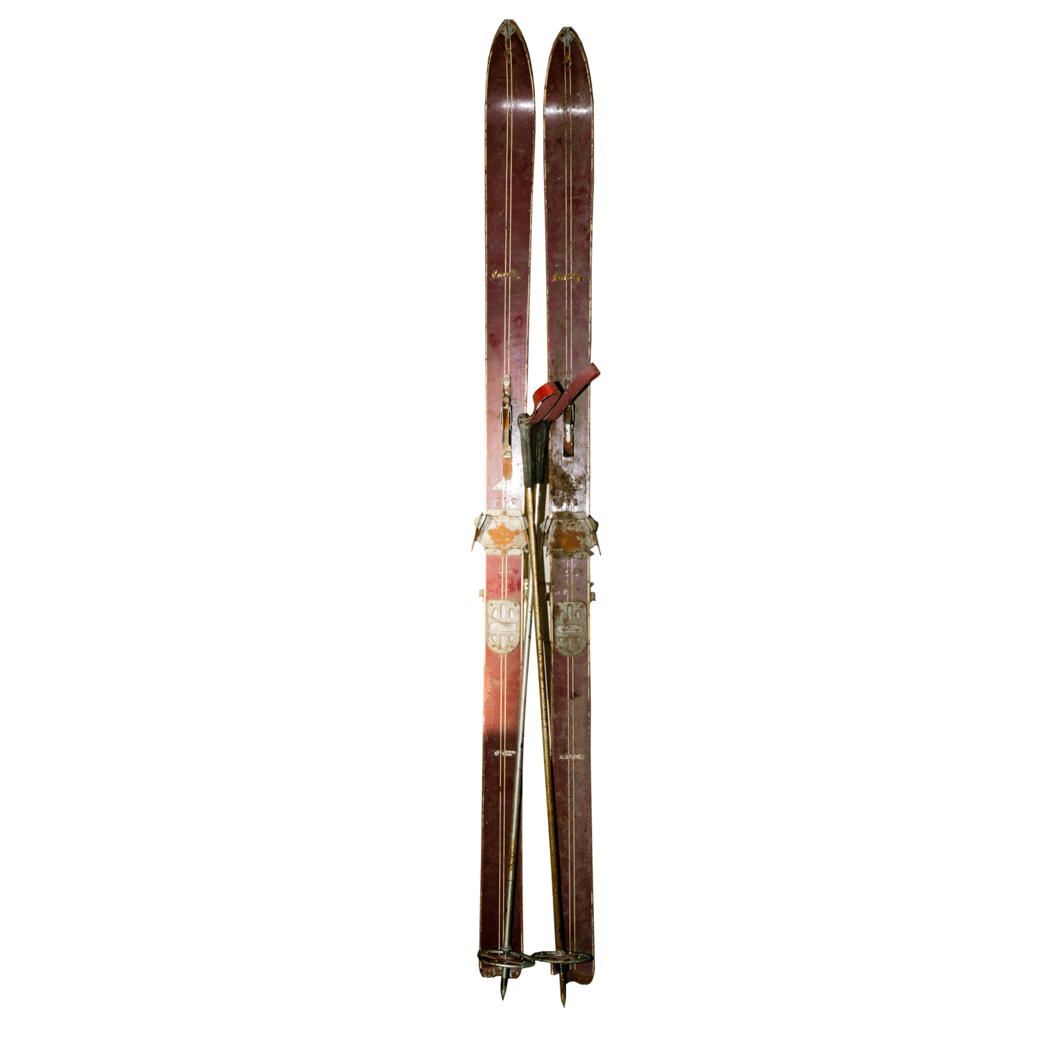 Vintage Tyrolia Imura Wooden Skis with Poles