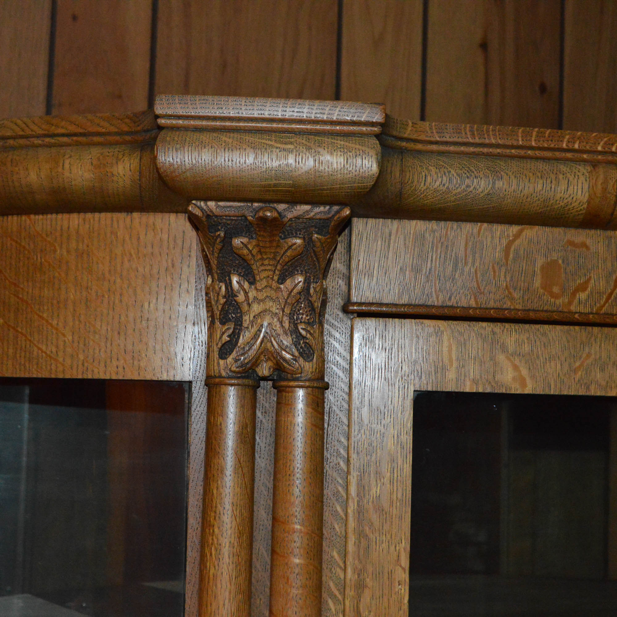 Antique Victorian Quartersawn Oak and Glass Bowfront Curio Cabinet