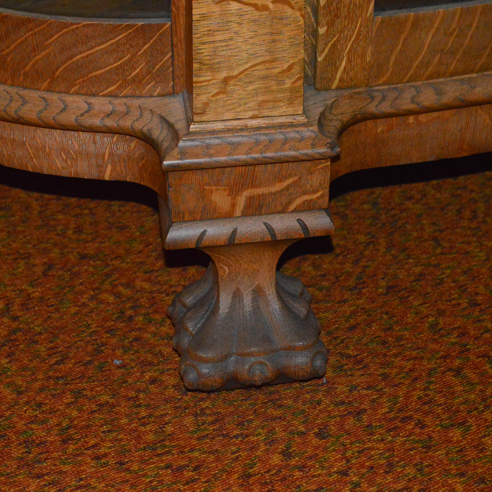 Antique Victorian Quartersawn Oak and Glass Bowfront Curio Cabinet