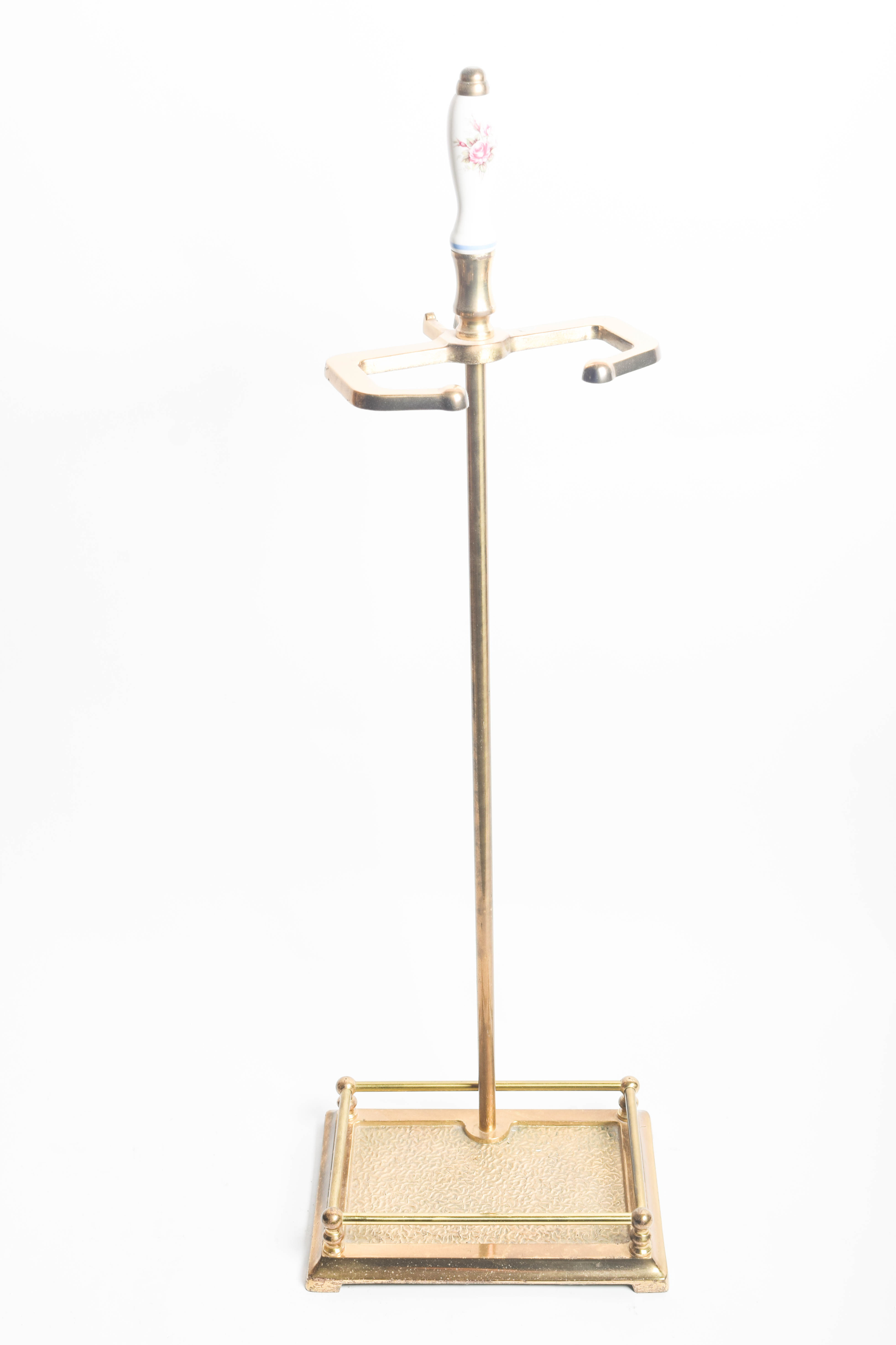 Brass Porcelain Head Fireplace Tools