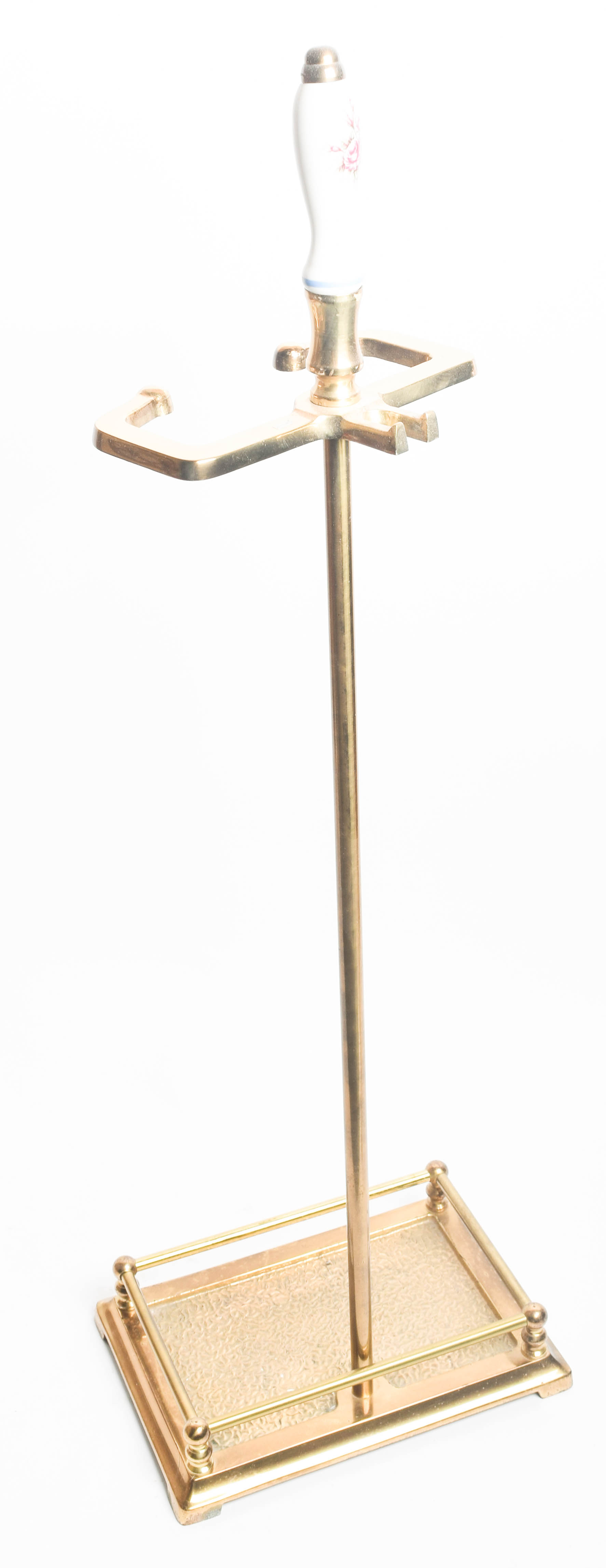 Brass Porcelain Head Fireplace Tools