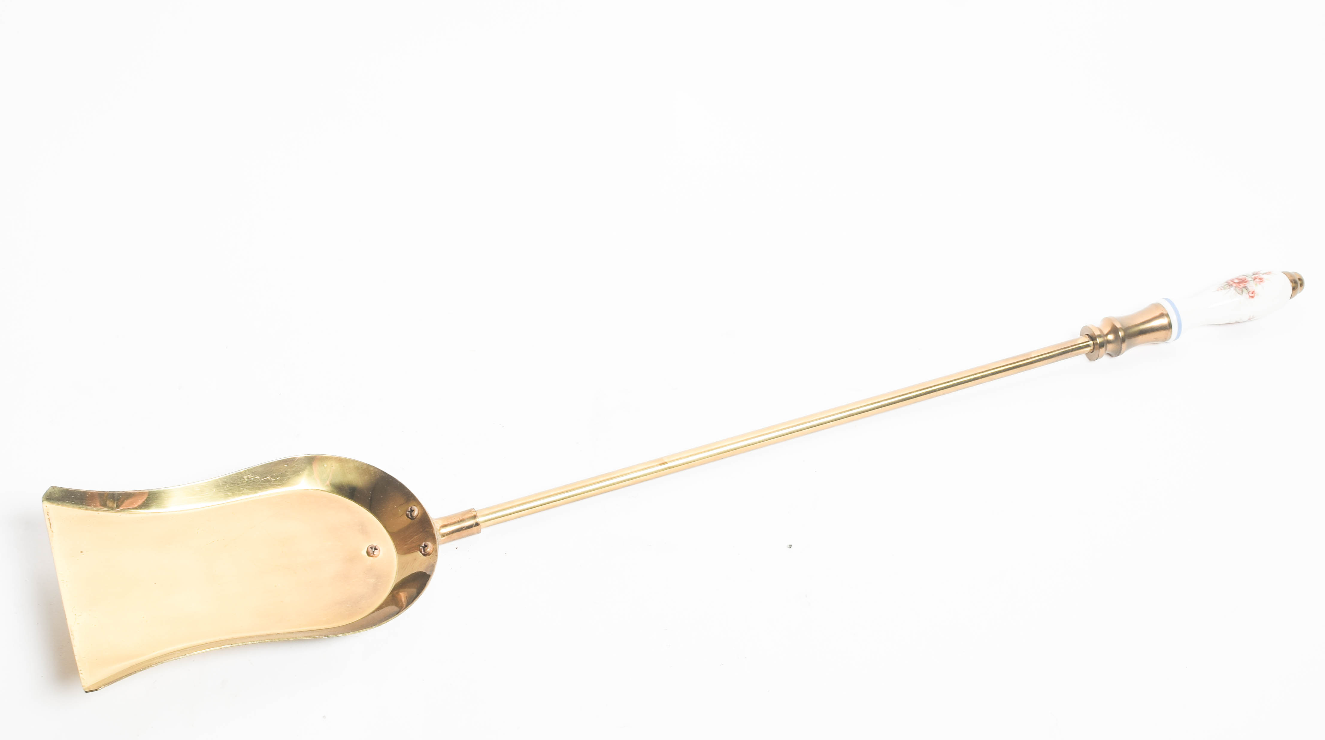 Brass Porcelain Head Fireplace Tools