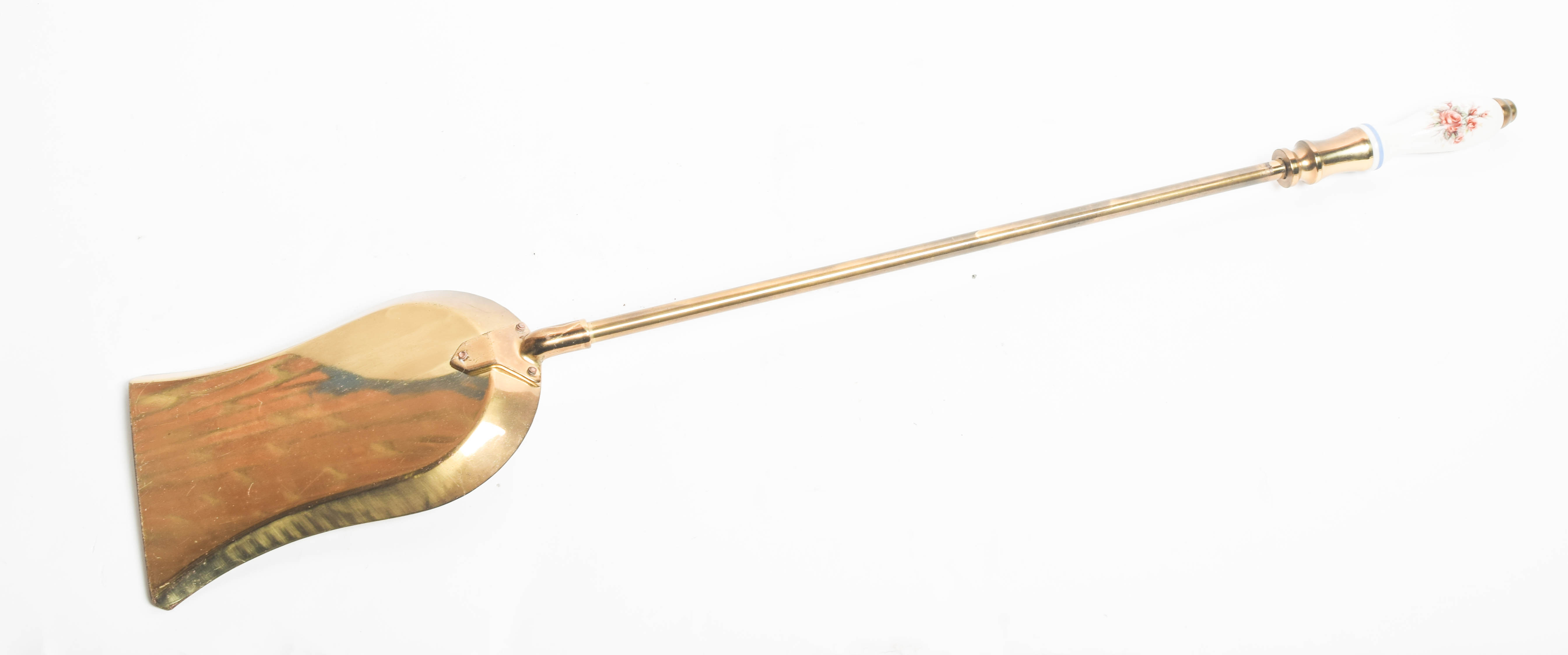 Brass Porcelain Head Fireplace Tools