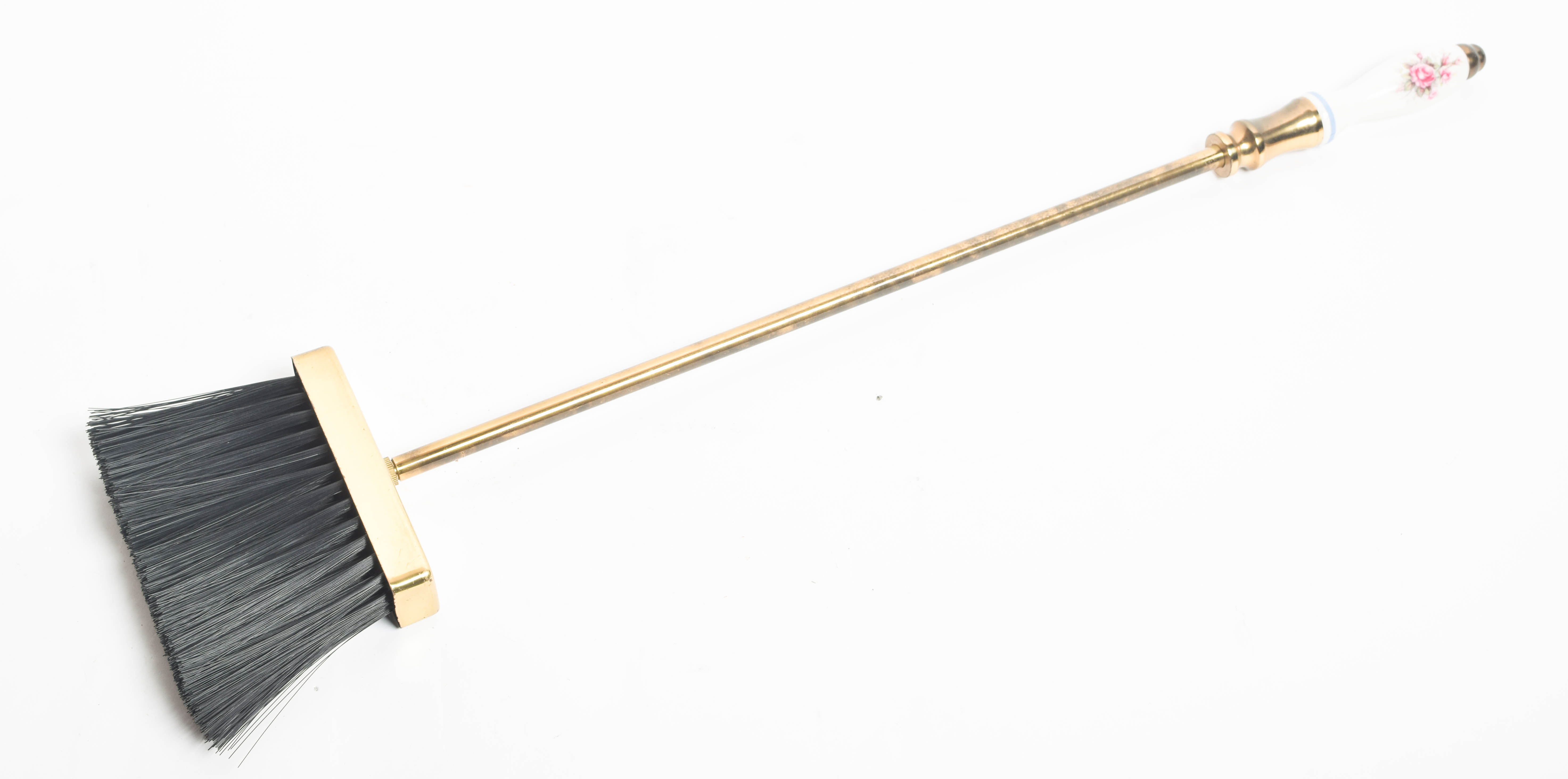 Brass Porcelain Head Fireplace Tools