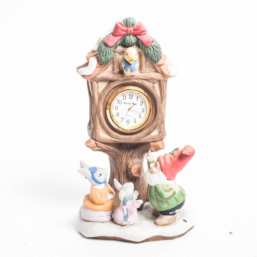 1993 Fitz and Floyd Holiday Hamlet "Village Square Clock"