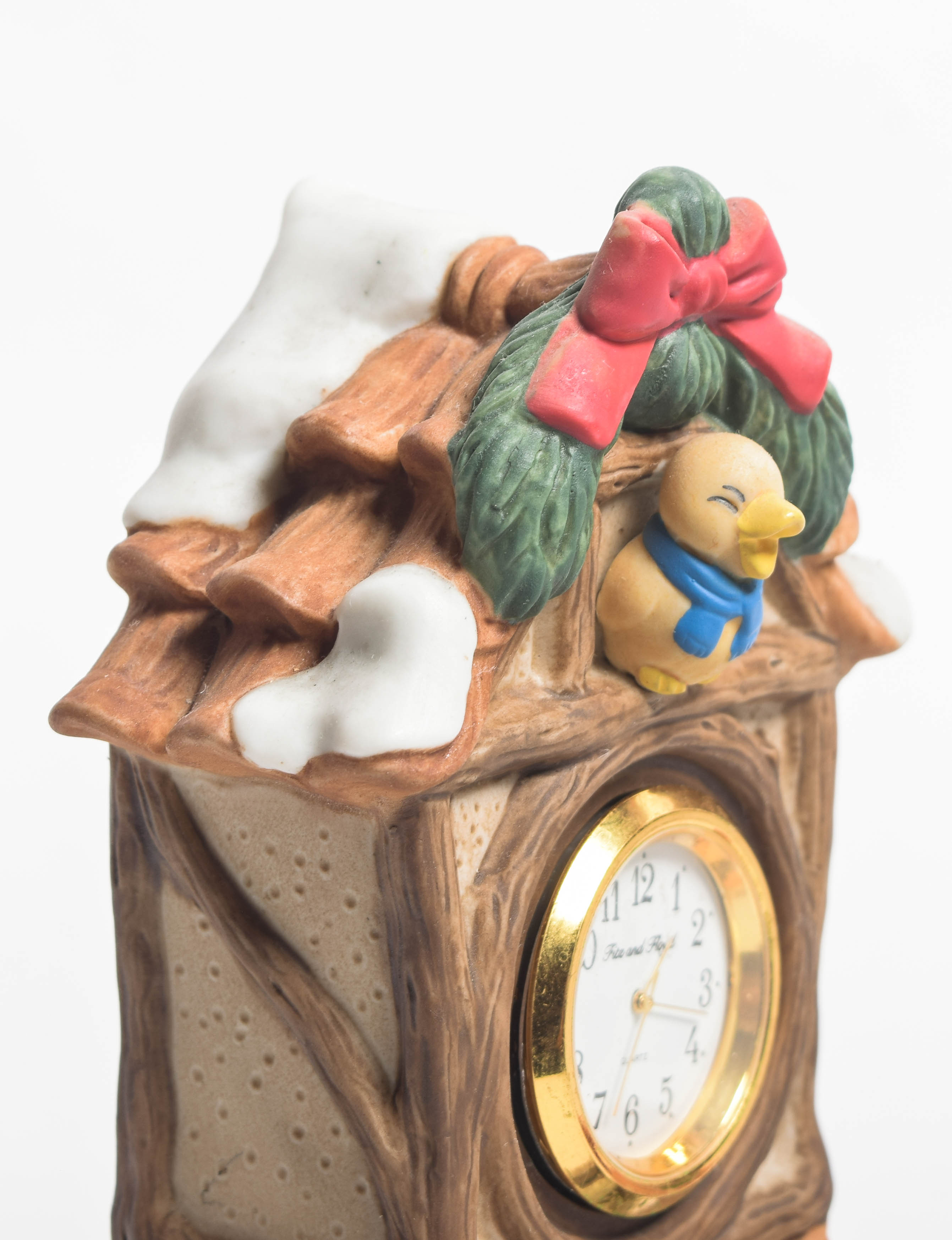 1993 Fitz and Floyd Holiday Hamlet "Village Square Clock"