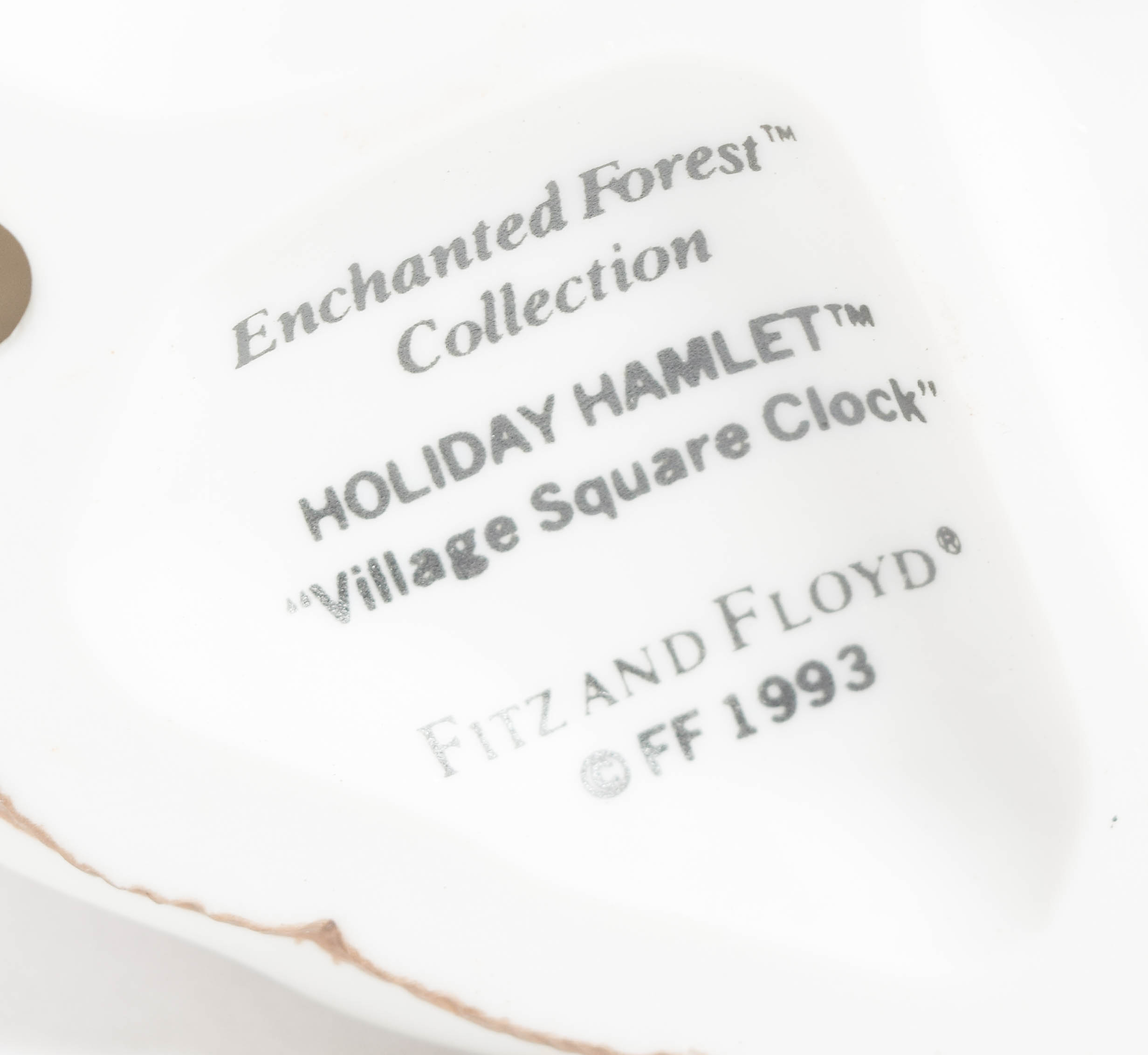 1993 Fitz and Floyd Holiday Hamlet "Village Square Clock"