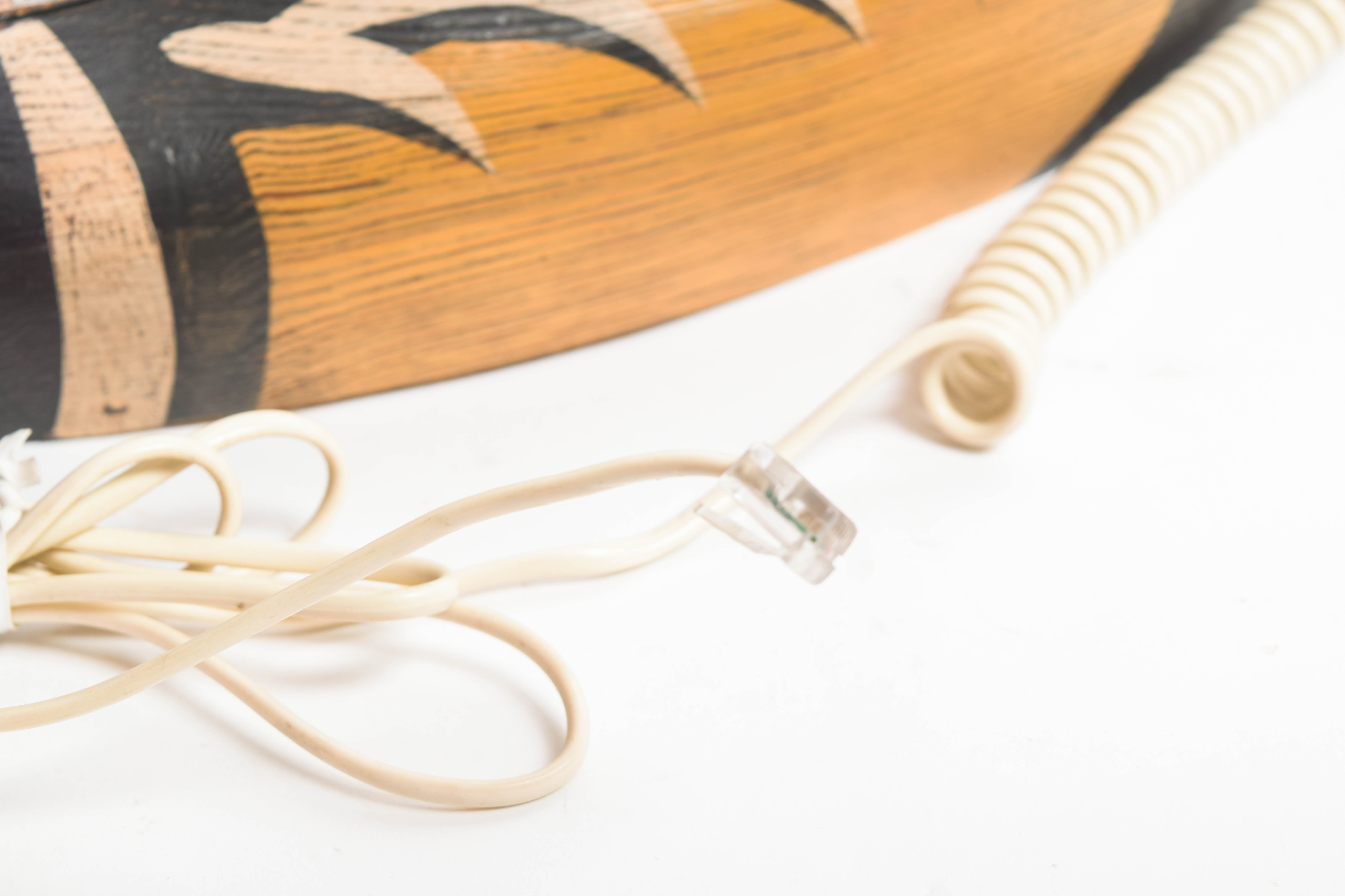 Duck Phone with Wooden Decoys and Brass Tray