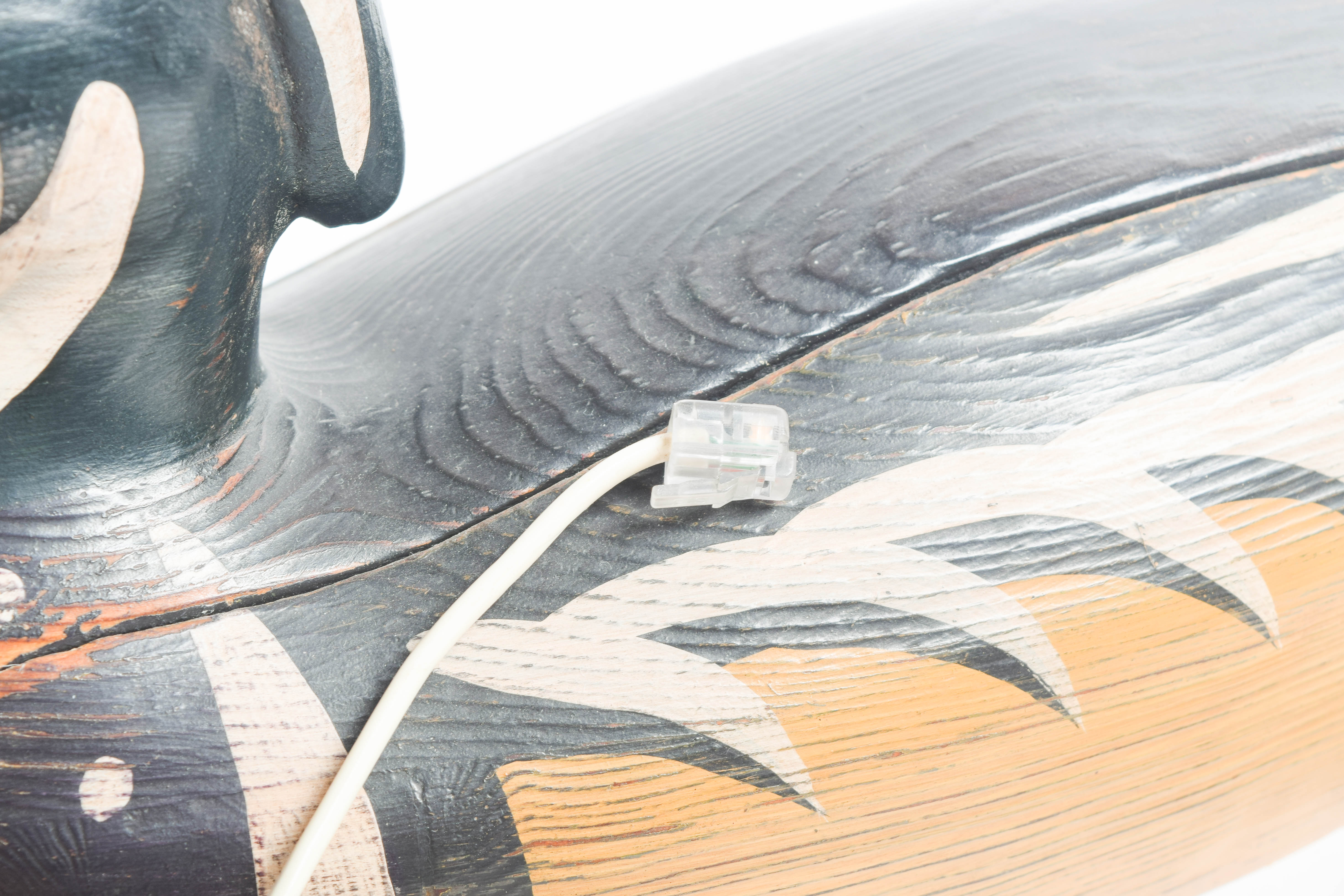 Duck Phone with Wooden Decoys and Brass Tray